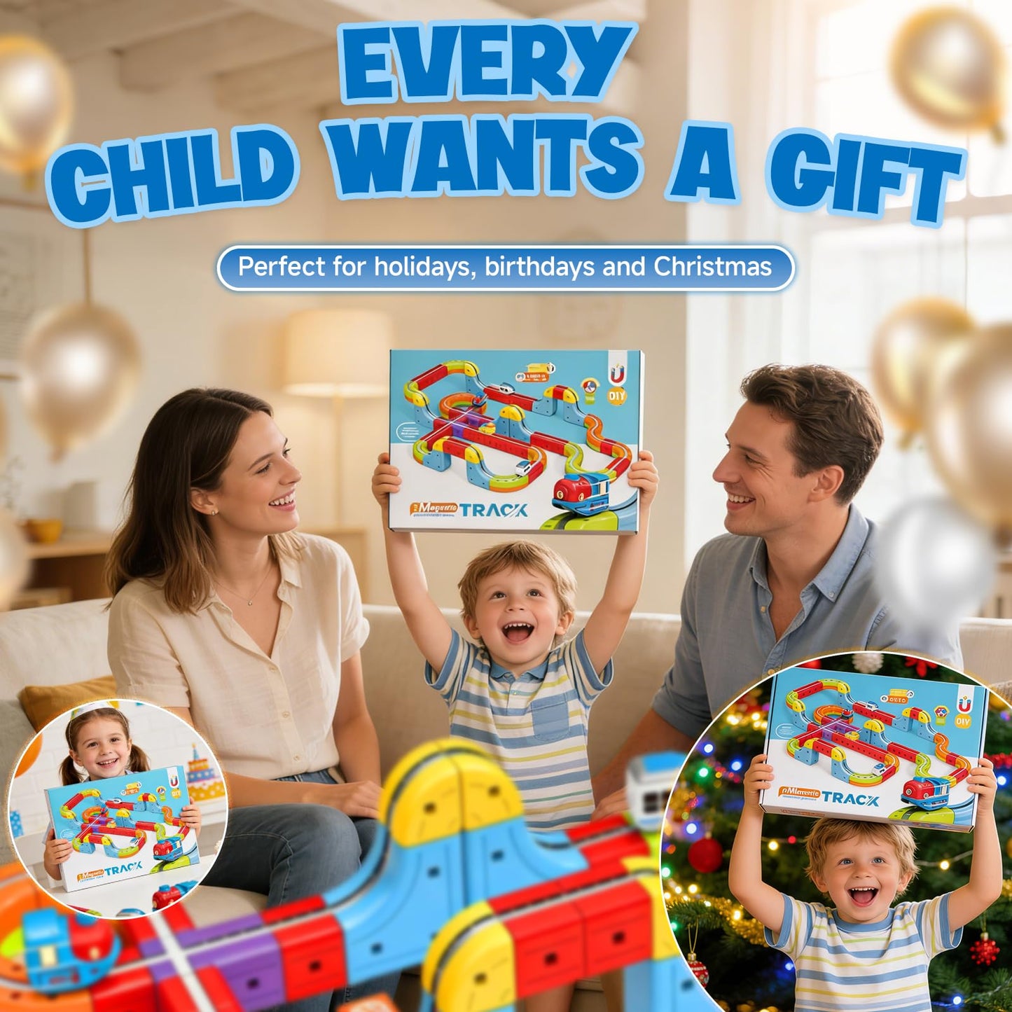 3D Infinity Cube Track Magnetic Electric Train Set for Kids 4 6 7 8,Toy Vehicle Playsets for Toddlers 3-5 Train Set Learning Gift,88 Pcs/2 car