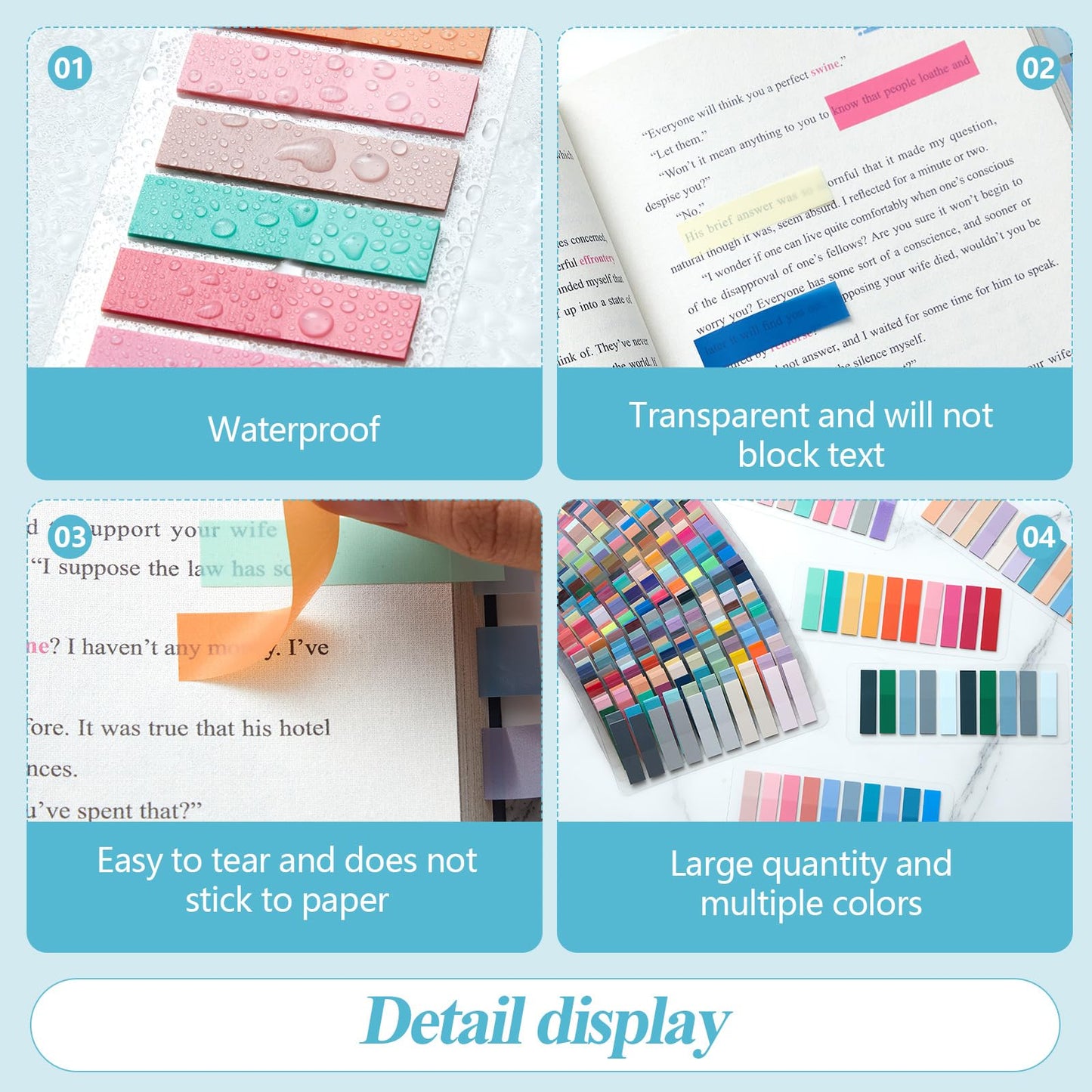 ReliThick 8000 Pcs Writable Sticky Tabs, 40 Colors Book Notes for Annotating Books, Self-Adhesive Index Tabs for Bible, Planner, Notebook, School & Office Supplies