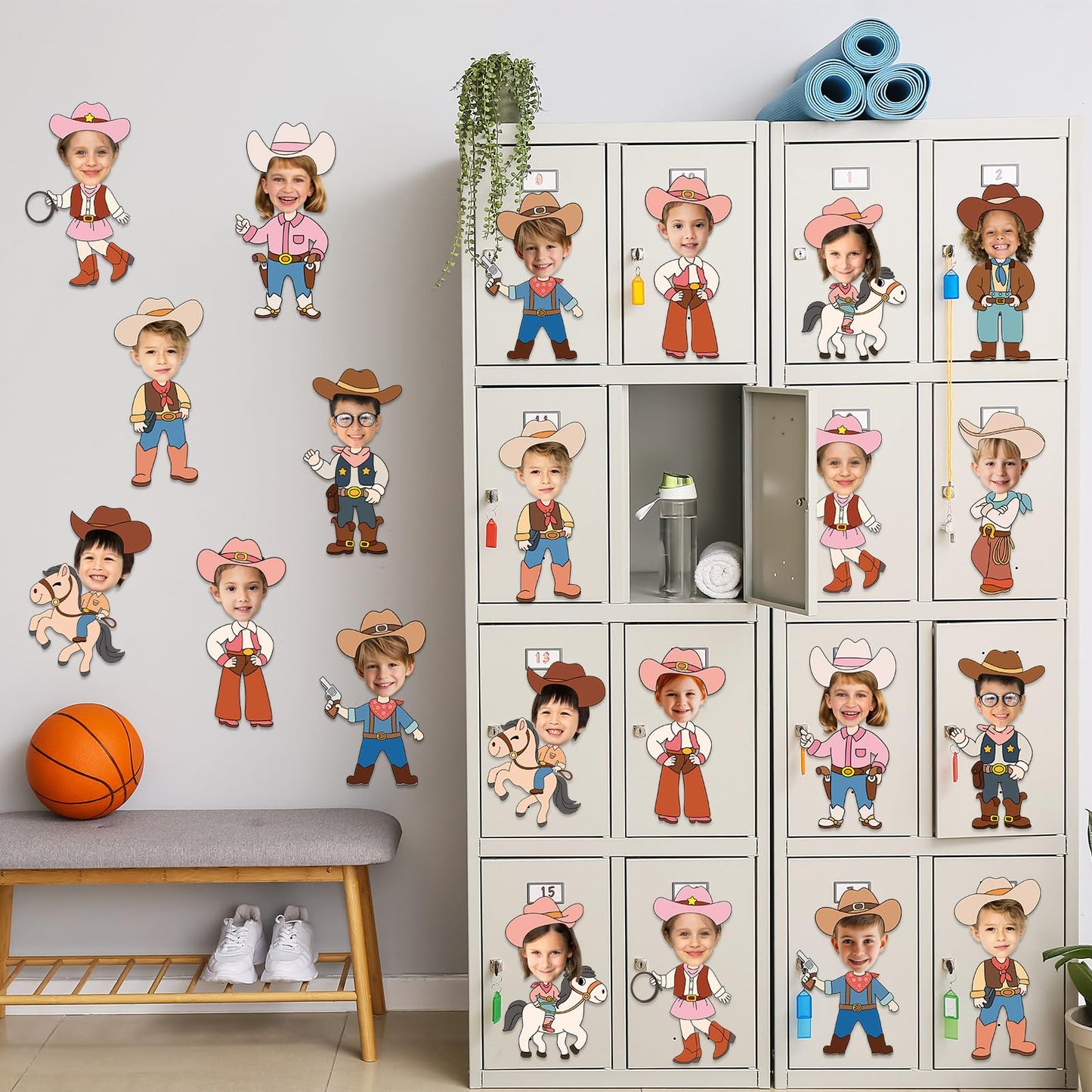 60pcs Western Theme DIY Cutouts Cowboy Cowgirl Hat Bulletin Board Decoration Set Wild Western Paper Cut-Outs Classroom Decor for Boy Girl DIY Photo Craft Kindergarten School Wall Door Supplies