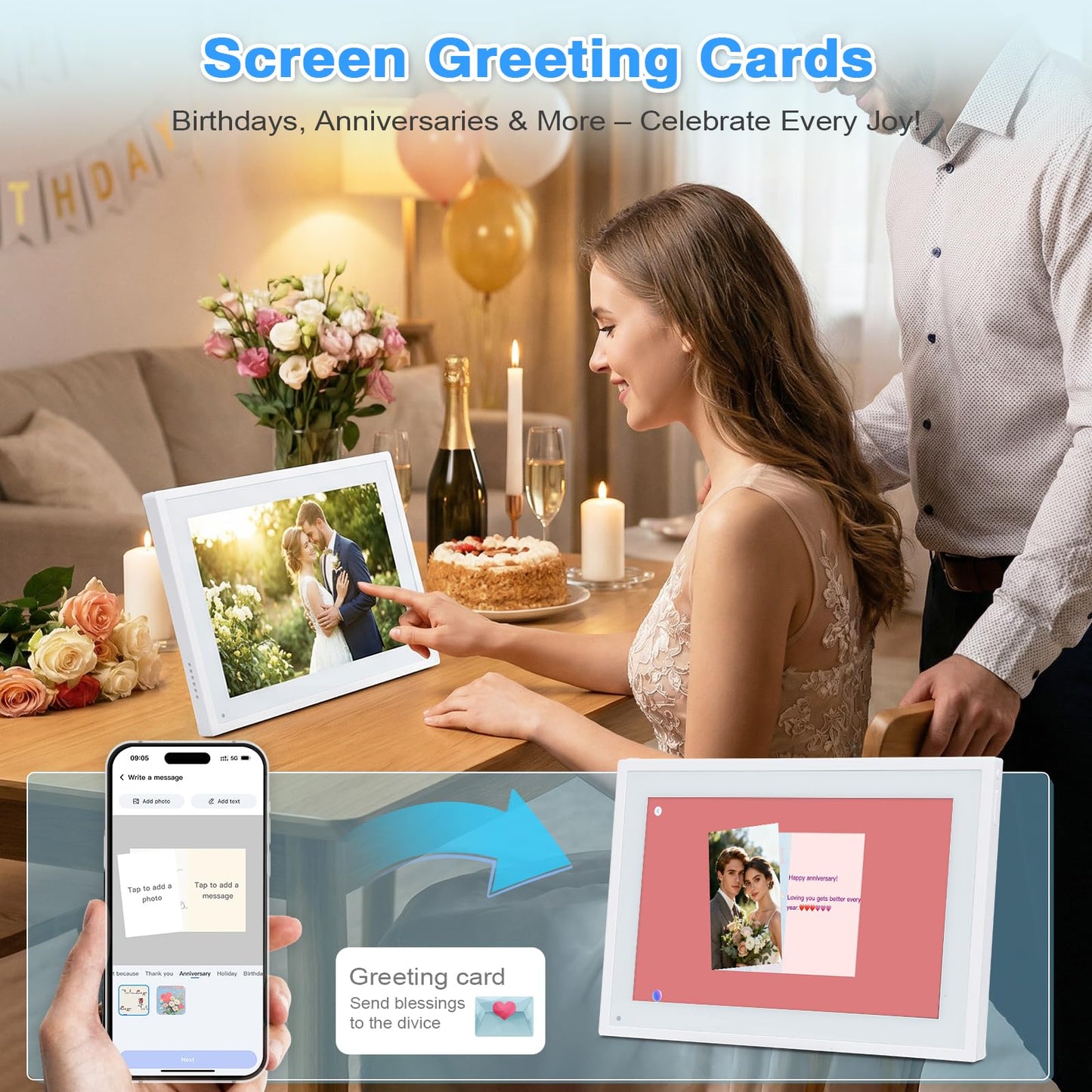COMIX 10.1" Smart Calendar Display - Digital Family Wall Planner & Wi-Fi Chore Chart Syncs with Phones, Touch Screen Command Center & Digital Photo Frame for Home Organization, Office, Elderly