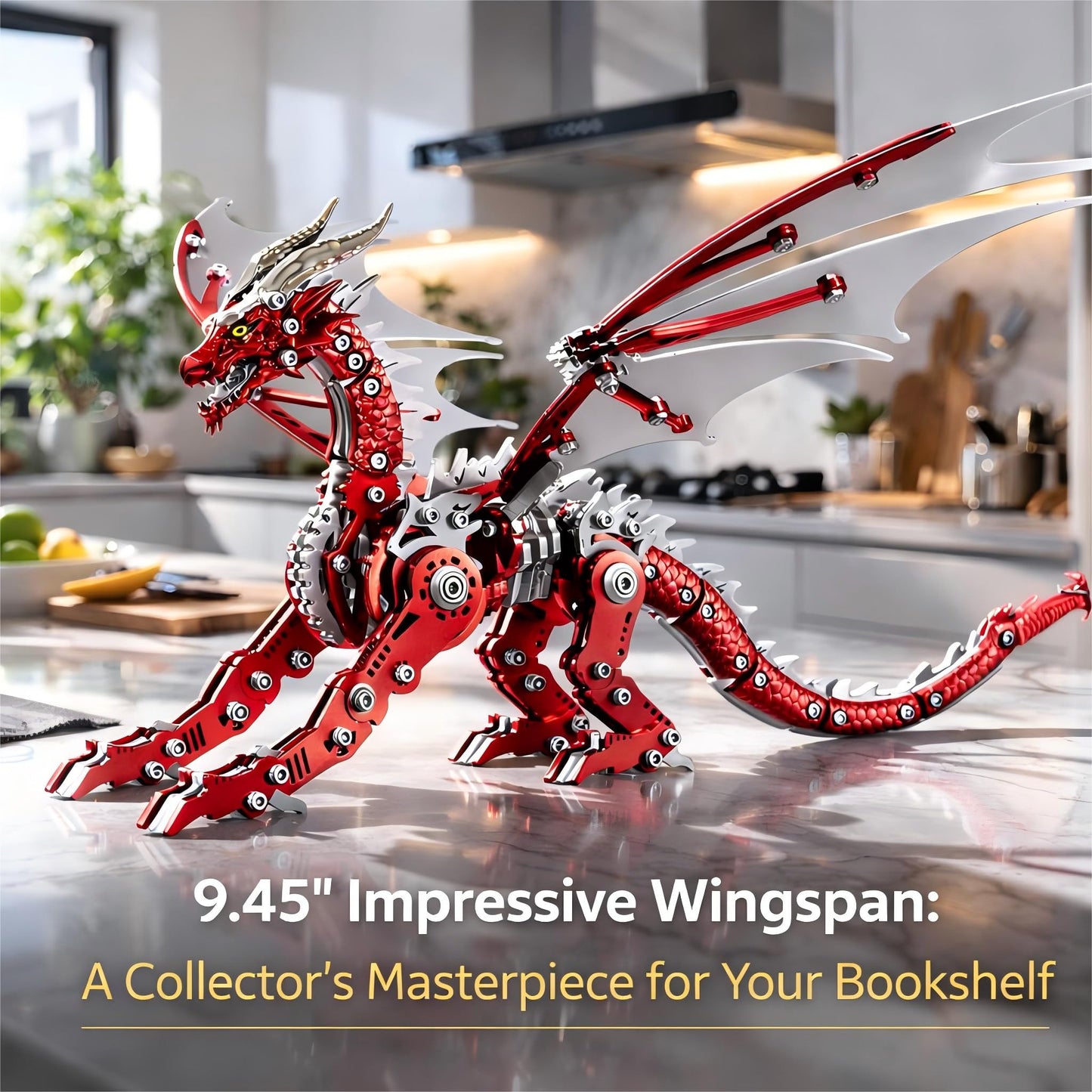3D Metal Dragon Model Kit for Adults, Mechanical Pterosaur Puzzle, DIY Assembly Steel Model, Challenging Building Kit, Unique Gift for Men Desk Decor