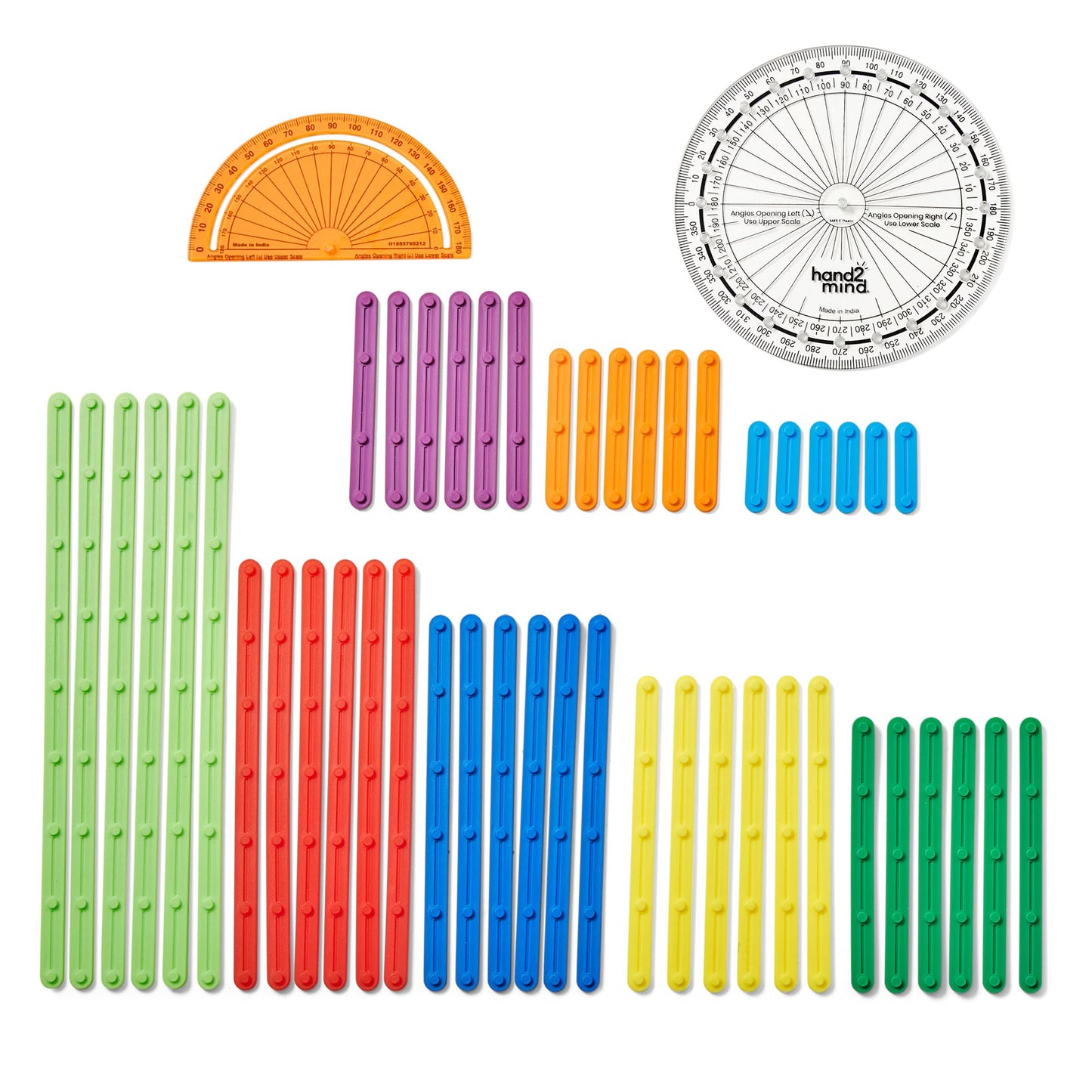 hand2mind AngLegs Small Group Set with 8 Protractors, Geometry Manipulatives, Geometric Shapes for Classroom, Montessori Math Materials, Math Teaching Tools, 4th Grade Math Manipulatives for Kids