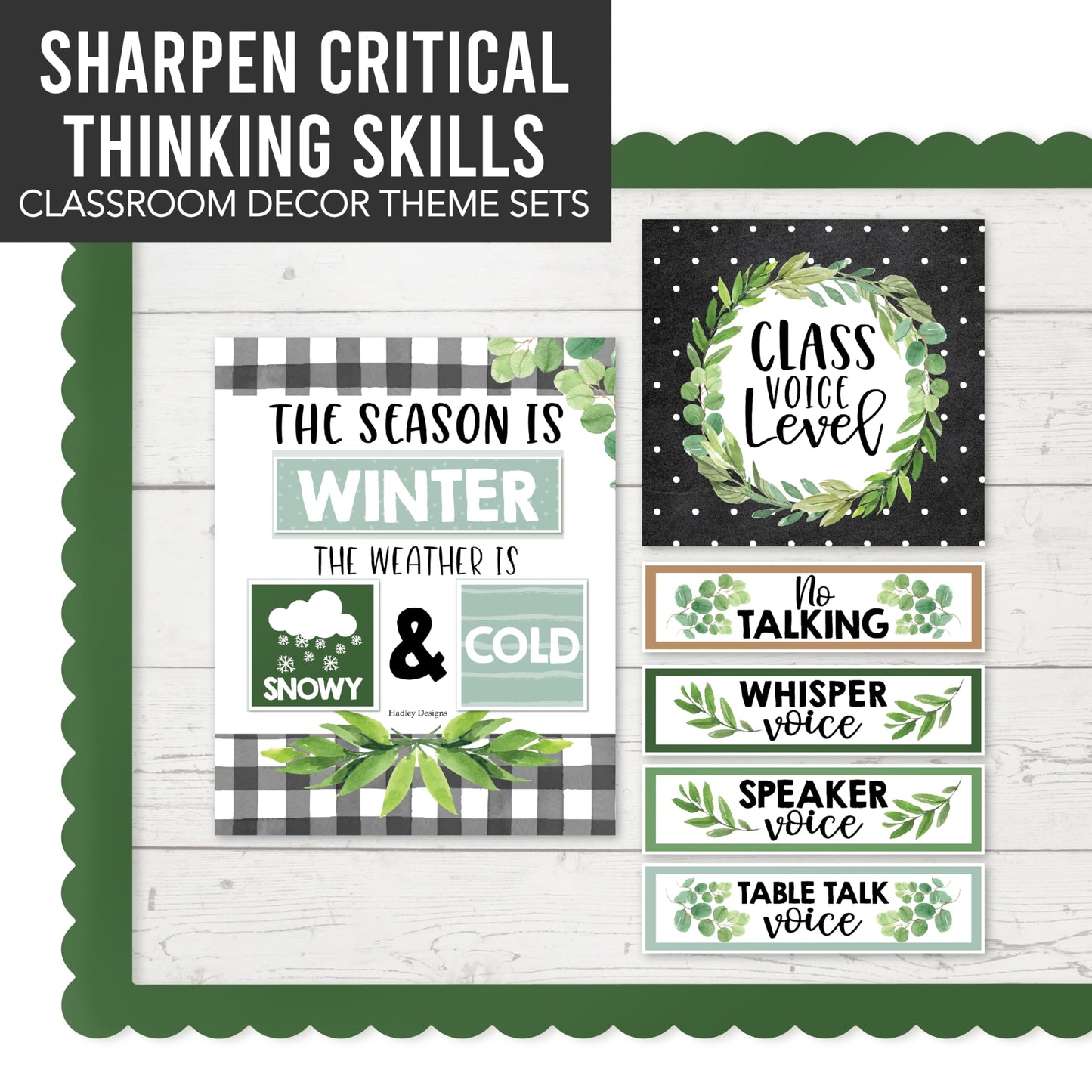 Hadley Designs Classroom Calendar Set Bulletin Board Decorations - Greenery School Calendar for Classroom Decor, Kindergarten Preschool Elementary Teacher Must Haves, Homeschool & Daycare Essentials