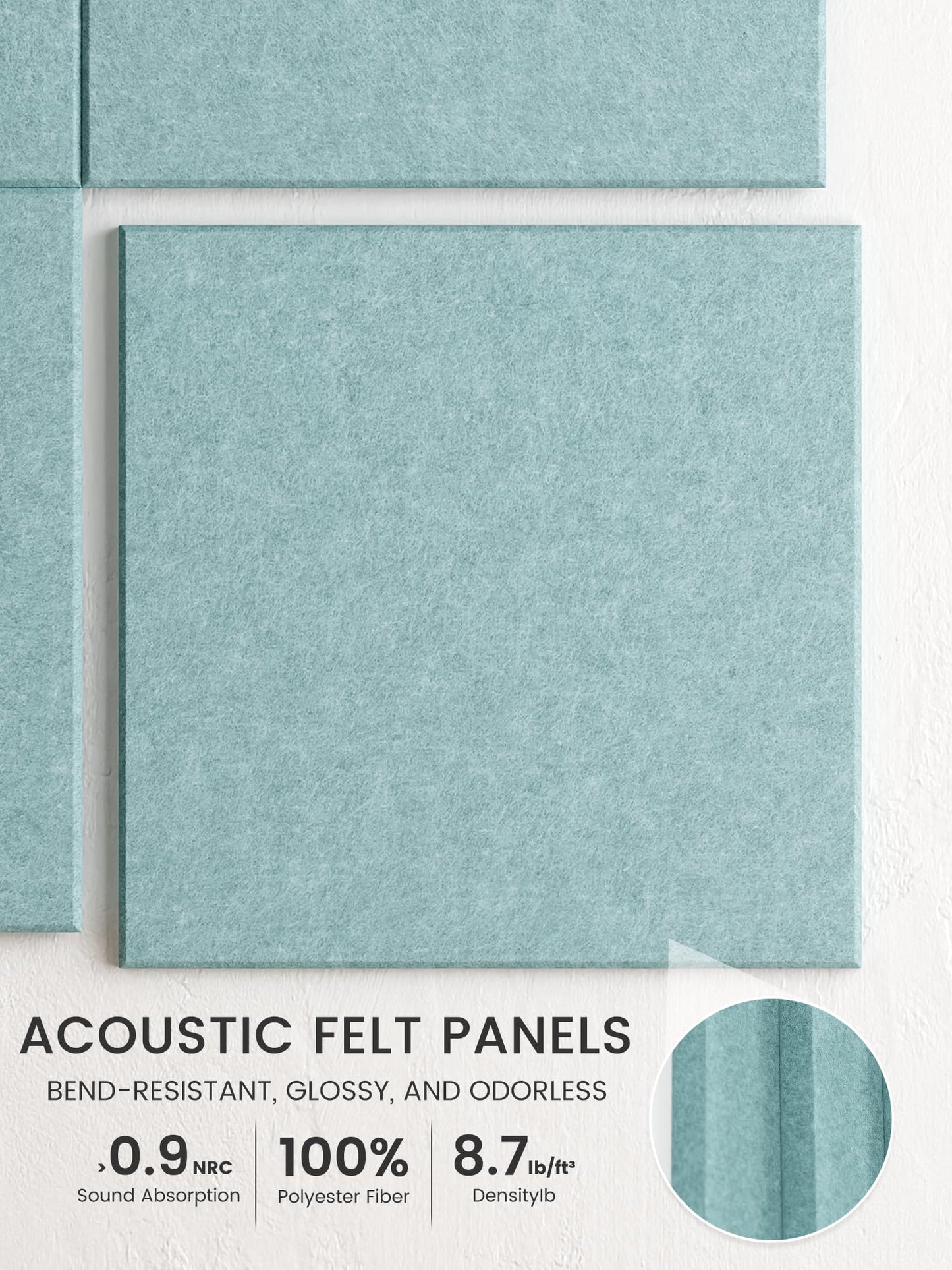 Bumusty Large Cork Board 48" x 36" Alternative - 12 Pack Felt Wall Tiles with 70 Safe Removable Adhesive Tabs, 30 Pushpins, Cork Boards for Walls Pin Board Bulletin Board Office Decor (Aqua Blue)