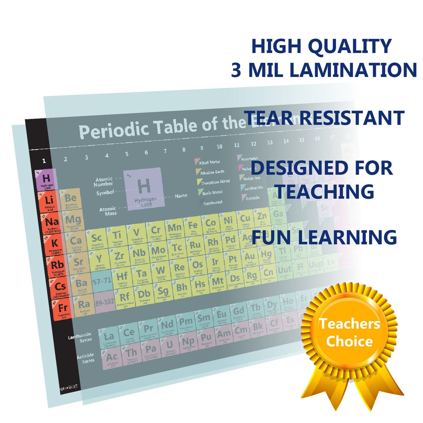 Young N Refined Periodic table science poster LARGE LAMINATED new 2026 chart teaching elements BLACK classroom decoration premium educators atomic number guide 18x24