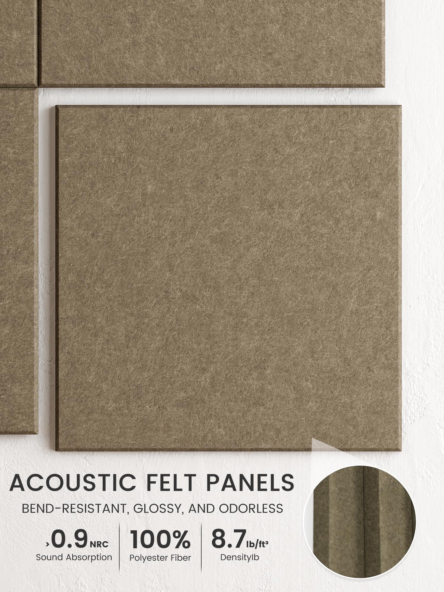 Bumusty Large Cork Board 48" x 36" Alternative - 12 Pack Felt Wall Tiles with 70 Safe Removable Adhesive Tabs, 30 Pushpins, Cork Boards for Walls Pin Board Bulletin Board Office Decor (Earth Brown)