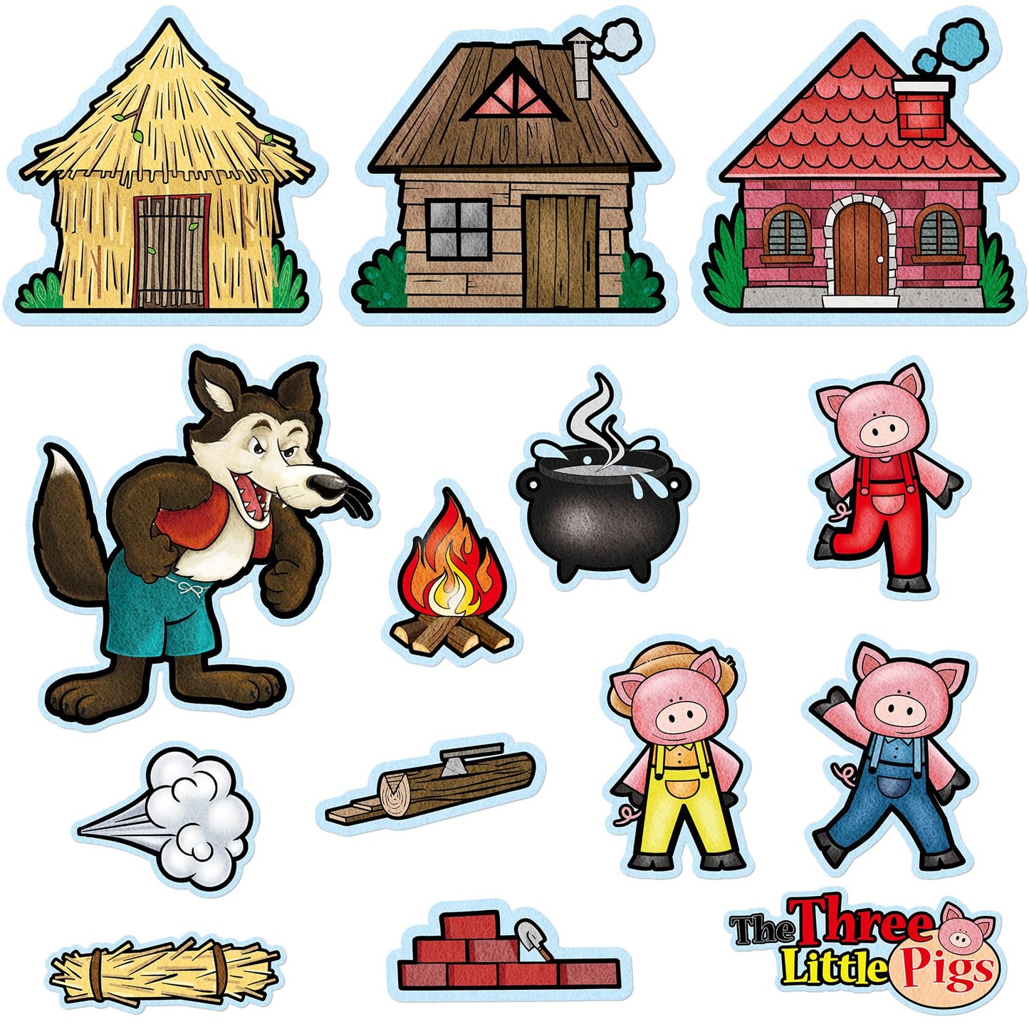 Peryiter 14 Pack Three Little Pigs Felt Board Story Sets Precut Board Flannel Figures Stories for Preschool Toddlers Stories Play Activity