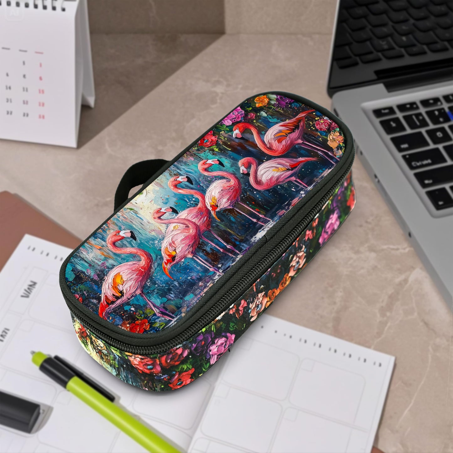 Droerfes Flamingos Pencil Case Pencil Pouch Large Capacity Pen Bag School Office Organizer Stationery Storage Box For Girls Boys Teen Kids