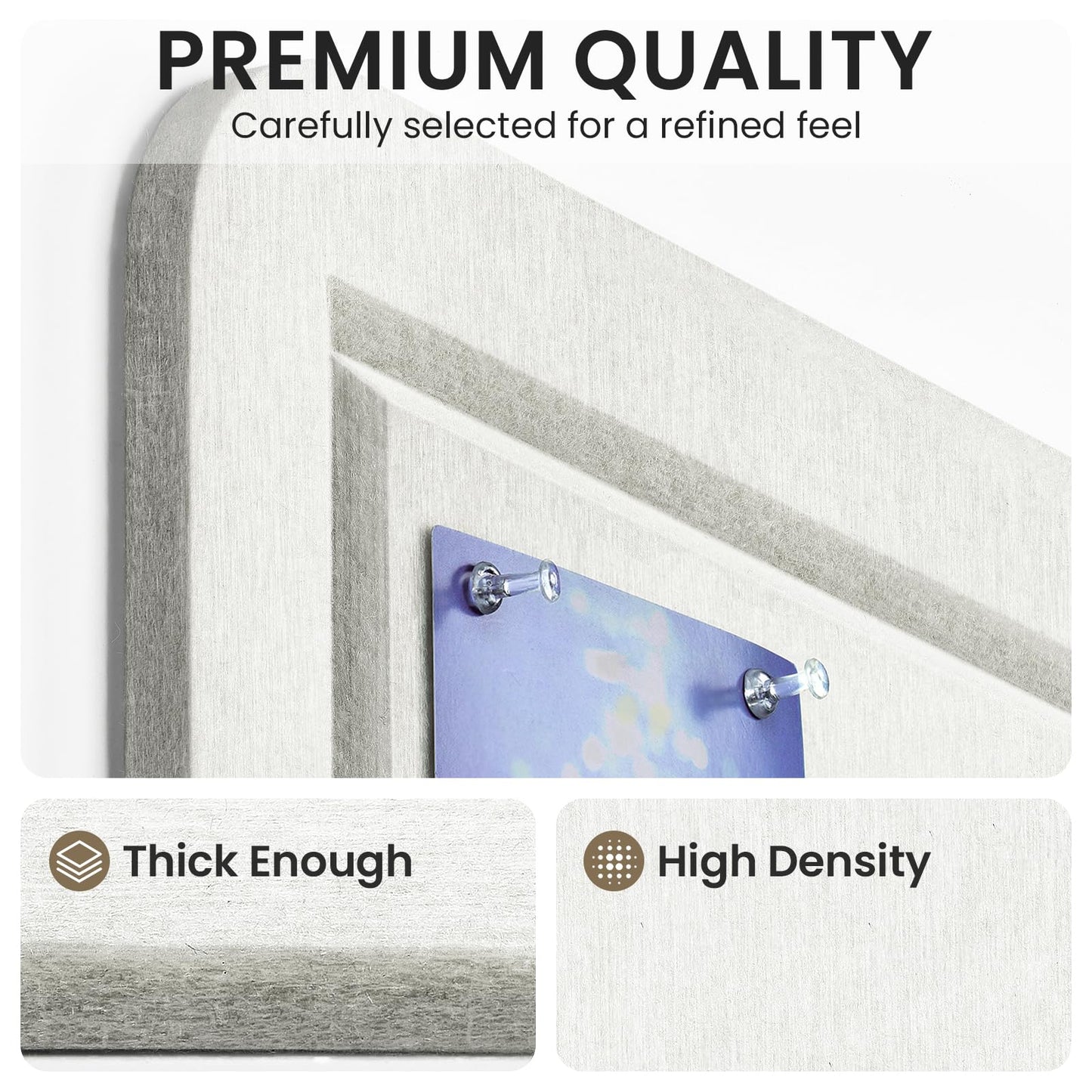 Large Bulletin Board, 35 X 17 Inches Felt Cork Board with 40 Pushpins, Foldable Felt Notice Pin Board Photo Display Board with Self-Adhesive Tape for Office Home School (White, 35x17 inch)
