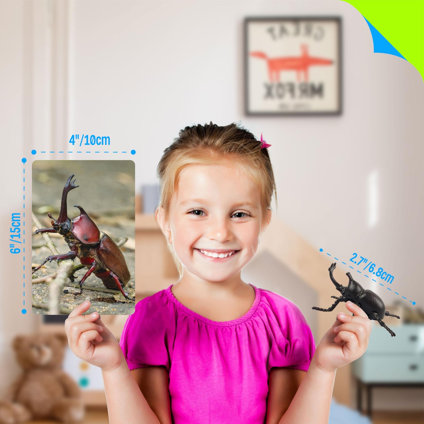12 PCS Plastic Insect Figurines with 12 Introduction Flashcards, Small Creature Learning Recognition Cards Realistic Bug Models Educational Learning Toy Set for Kids, Classroom