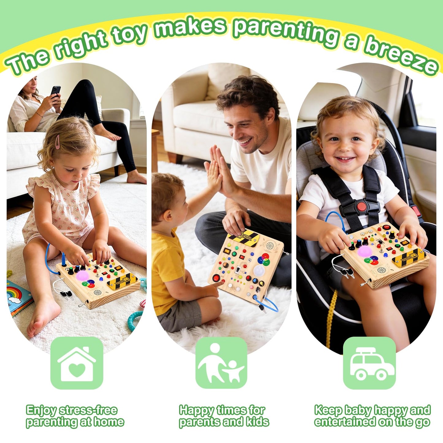 Grarain Busy Board for Toddlers - Montessori Educational Toy for 1-3 Year Old Boys & Girls | Travel-Friendly Sensory Learning Activity | Ideal for Kids with Autism(Busy Board v4)