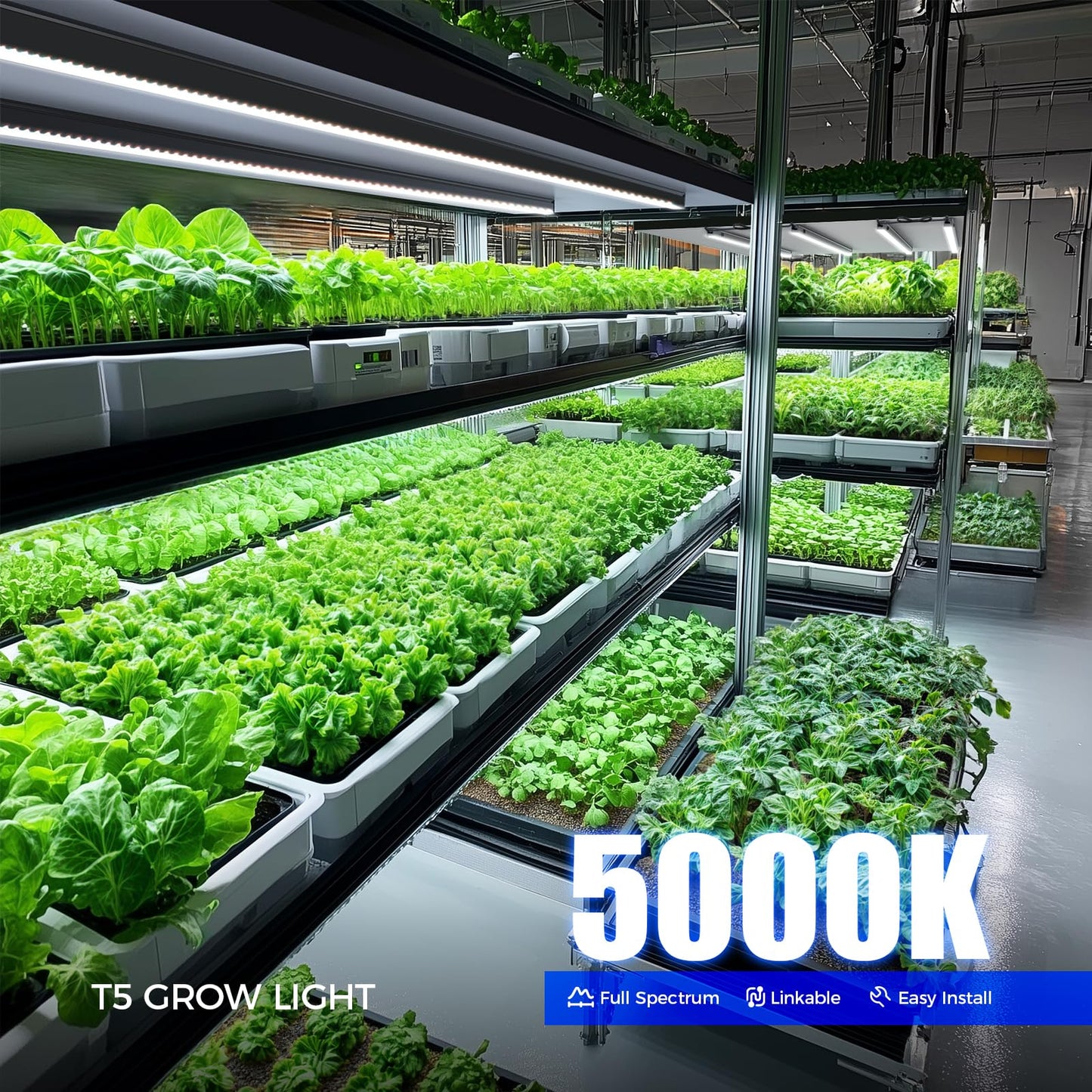 Barrina T5 Plant Lights, 4FT 160W, Full Spectrum LED Grow Light Strip, Magnetic Design, Black Cover, Model NL20