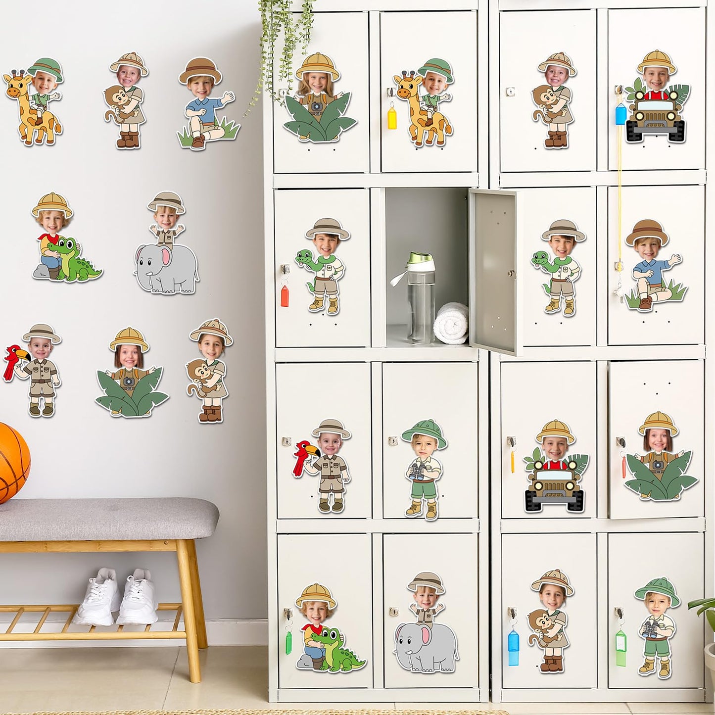 60pcs Jungle Safari Theme DIY Cutouts Jungle Animals Bulletin Board Decoration Set Forest Adventure Paper Cut-Outs Classroom Decor for Boy Girl DIY Photo Craft Kindergarten School Wall Door Supplies