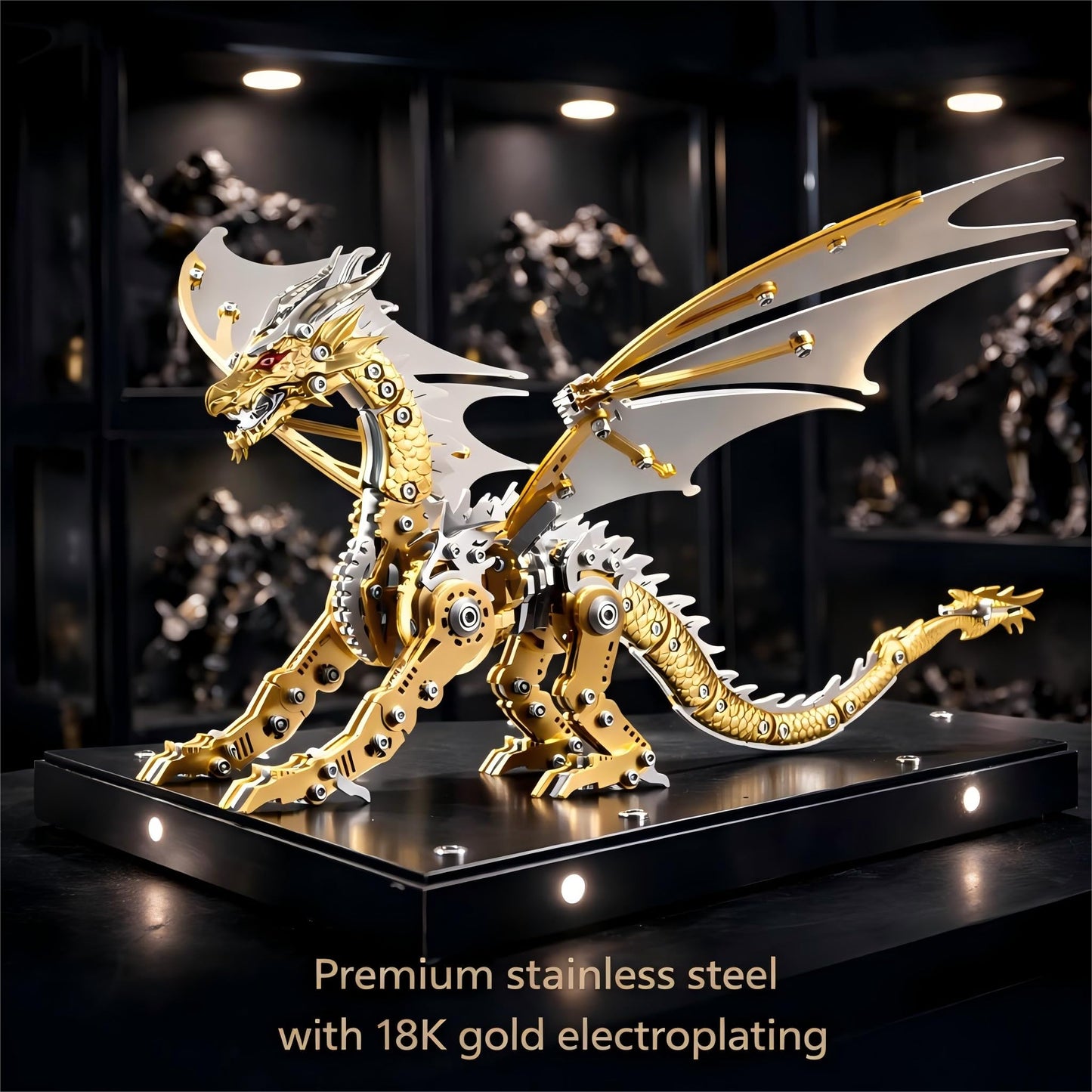 3D Metal Dragon Model Kit for Adults, Mechanical Pterosaur Puzzle, DIY Assembly Steel Model, Challenging Building Kit, Unique Gift for Men Desk Decor