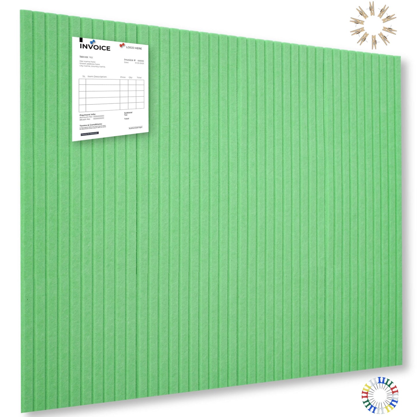 YOUDEFUL Large Cork Board Alternative-12 Pcs Self-Adhesive Felt Bulletin Board Tiles, Felt Pin Board Cork Board Tiles for Home Office Wall Decor, Tack Board 47"x35" (Green