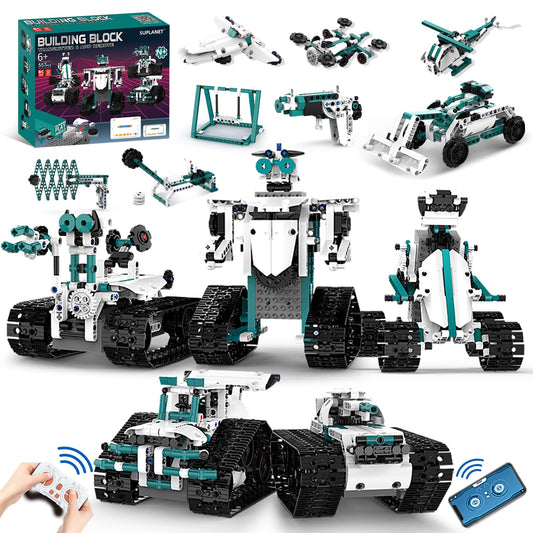Suplanet STEM Robot Toys for 8-14, 12 in 1 Remote Control Robotics Toys for Kids, Programmable Building Robot Kit Birthday Present for Science Educational(557 Pcs)