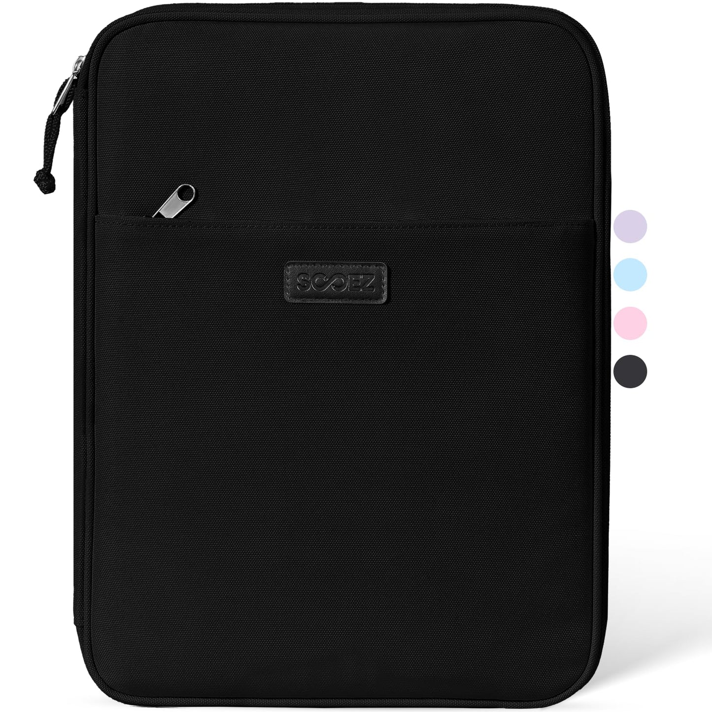 Sooez Zipper Binder Bag, 1 Inch Binders 3 Ring O-Ring, 5-Tab Dividers Expanding File Folder, 500-Sheet Capacity Three Ring Binder, Cute Organizer Storage for Student School Classroom Supplies, Black