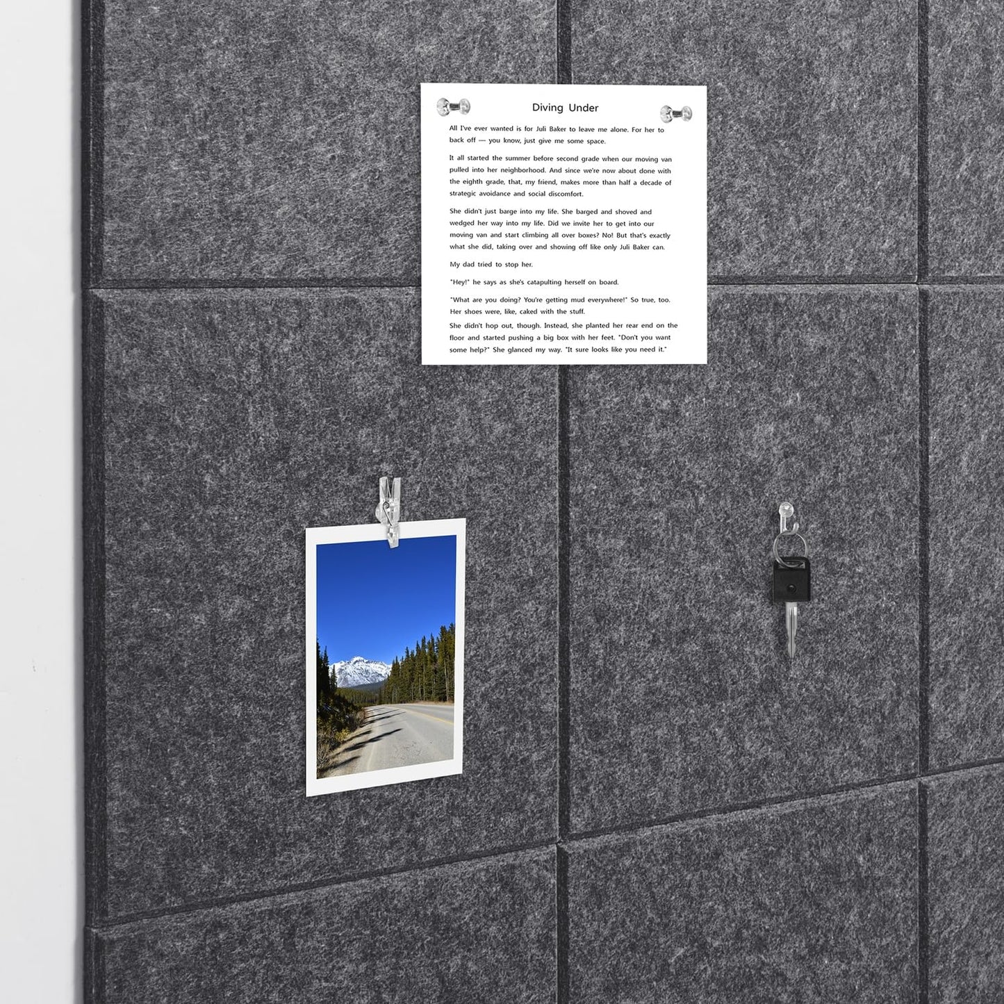 G Gamit Felt Wall Tiles Bulletin Board Large Cork Board Alternative 6 Pack 11.81”x11.81”x0.47” Felt Pin Board Tack Board with Safe Removable Adhesive Tabs for Home Office School 36x24 (Charcoal Grey)