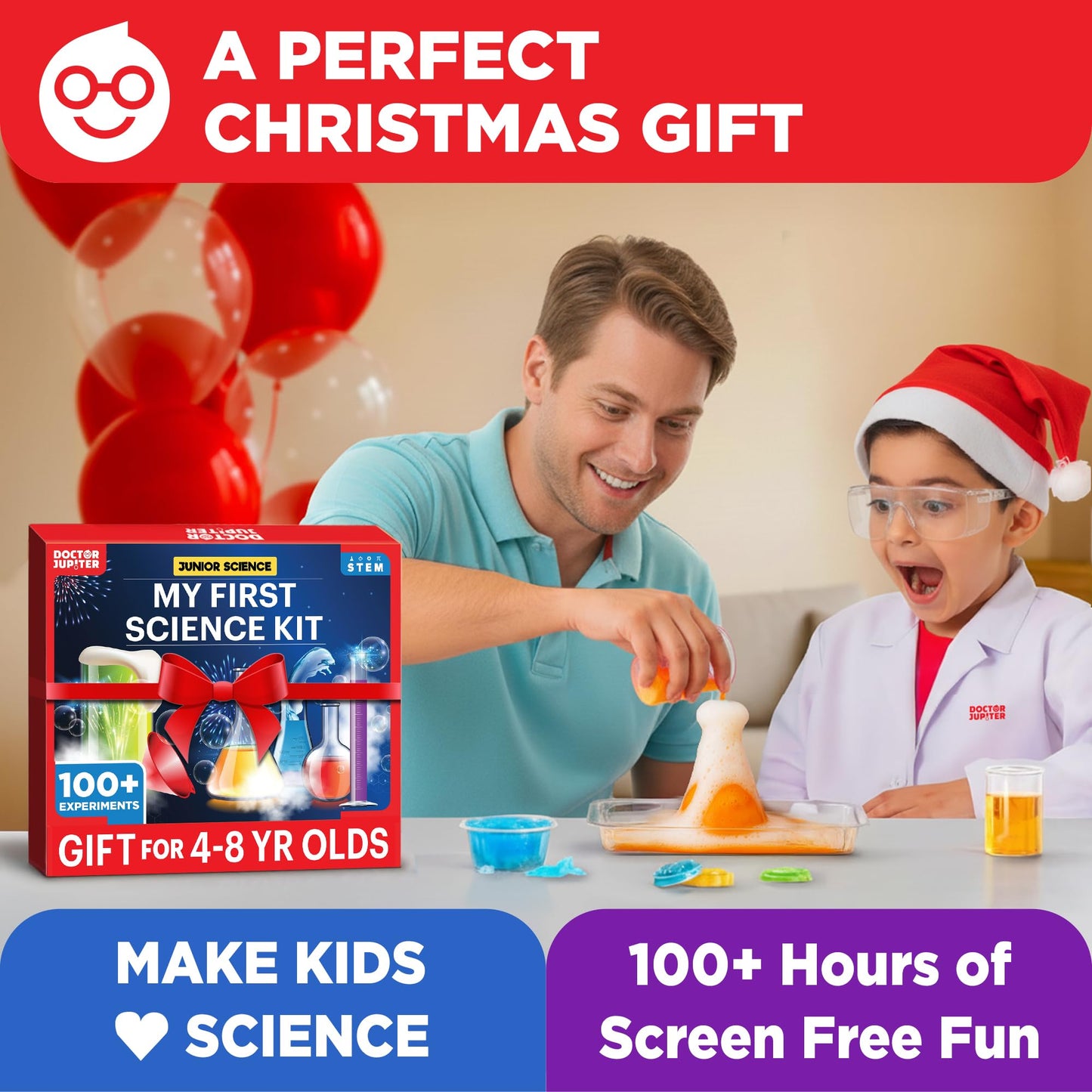 Doctor Jupiter My First Science Kit for Kids Ages 4-5-6-7-8 | Birthday Gift Ideas for 4+ Year Old Boys & Girls | Toy Stem Kit with 100+ Experiments | Learning & Educational Projects