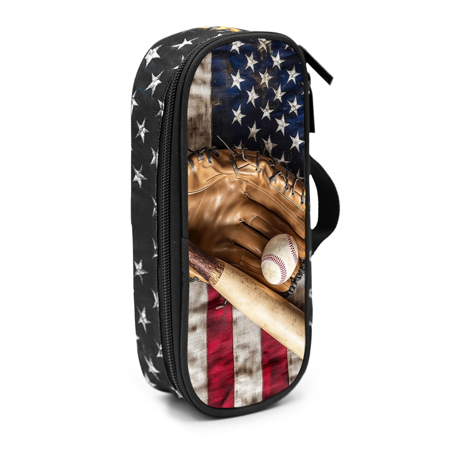 Droerfes Baseball Flag Pencil Case Pencil Pouch Large Capacity Pen Bag School Office Organizer Stationery Storage Box For Girls Boys Teen Kids