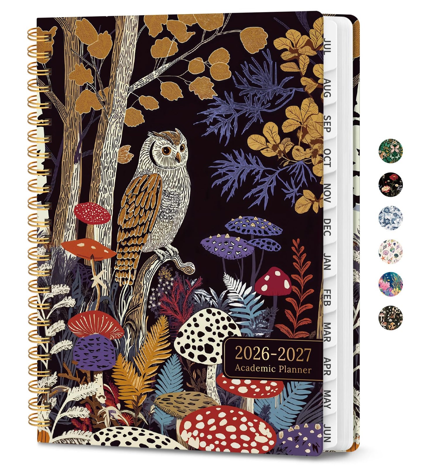 Academic Planner 2026-2027, Monthly and Weekly Calendar Planner, July 2026 - June 2027, Pretty Hardcover Teacher Student Planning Agenda Book with Tabs, Fit for School Office Supplies, 6.3" x 8.5", Woodland Watch