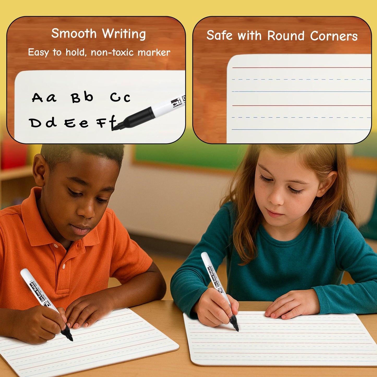 Charles Leonard Dual-Side Mini Dry Erase Boards, Classroom Pack of Mini Lapboards, Set of 12, Plain and Lined Sided Dry Erase White Boards, 9x12 Inches (35120)