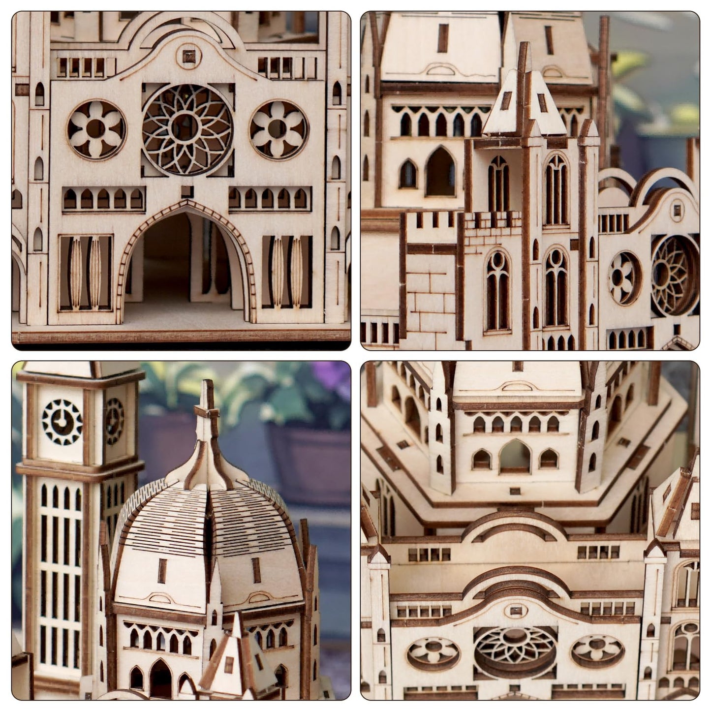 Foyucool 3D Wooden Puzzle for Adults, DIY Creative Castle Design Model Kit, Creative Assembly Model Building Kits to Build for Adults, DIY Assembly Puzzle for Christmas Day