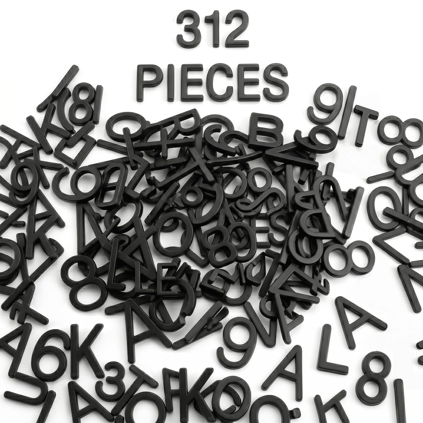 1 Inch Tall Plastic Letter Board Letters Only, 312 PCS Black Precut Replacement Letters and Numbers for Felt Letter Boards, Message Boards and Directory Boards, No Board Included