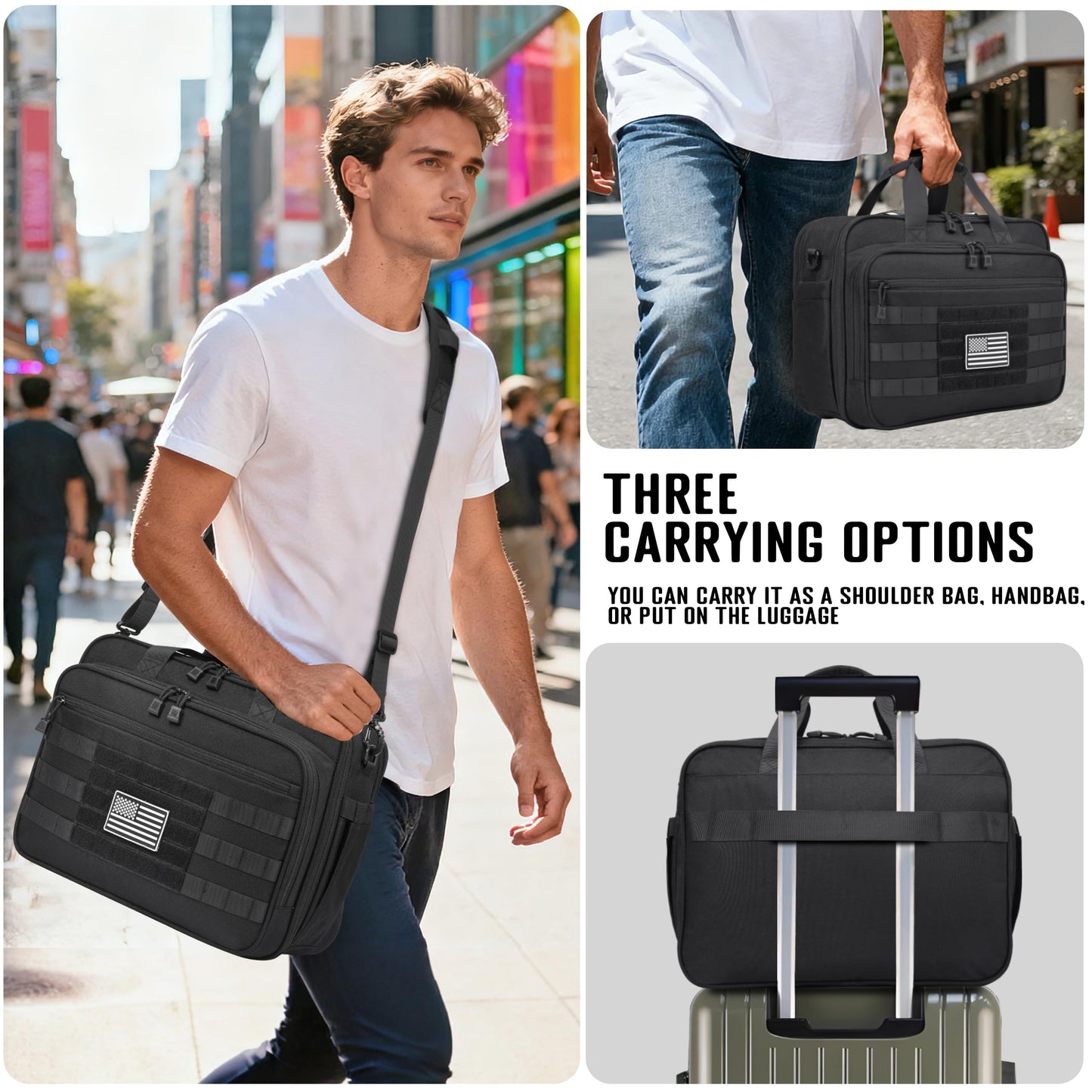 DEYACE Tactical Messenger Laptop Bag Large Military Briefcase 17.3 Inch Computer Work Office Bag for Men YKK-Zippers