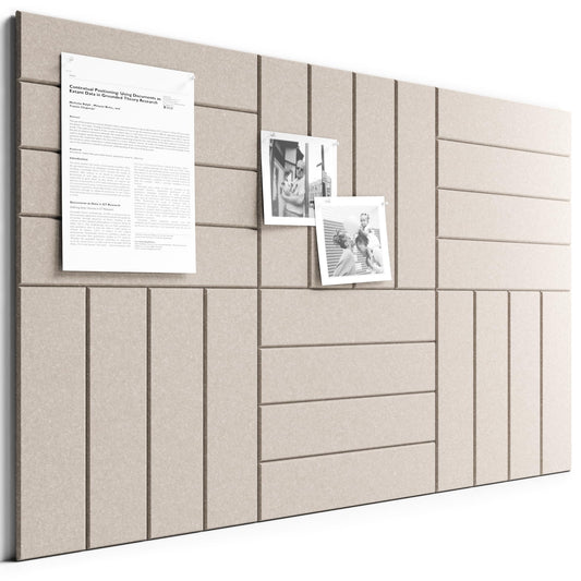 Bumusty Large Cork Board Alternative-36 x 24" Felt Bulletin Board Tiles, with 30 Pushpins, 40 Adhesive Tabs, Bold-Stripe 6-Pack, Cork Boards for Office Push Pin Board Felt Board-Taupe