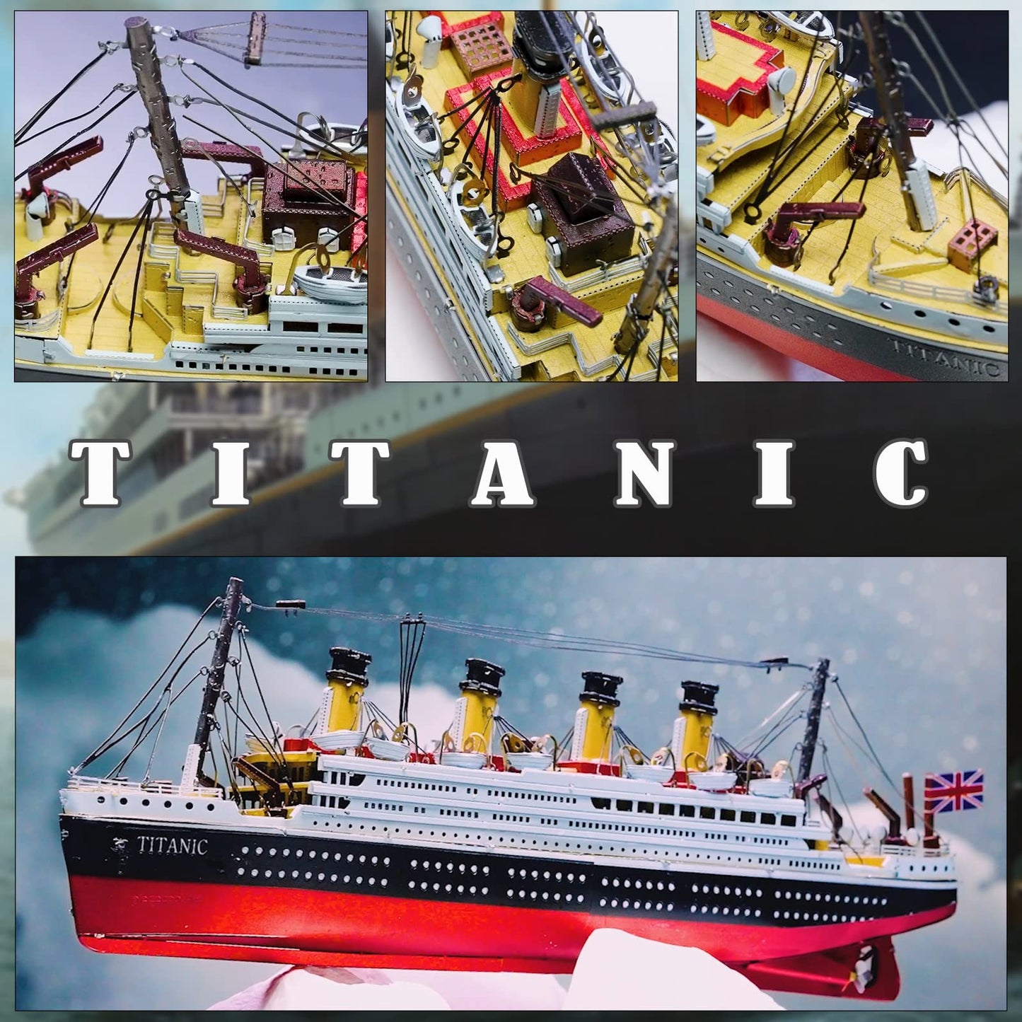 Piececool 3D Puzzles for Adults, Titanic Metal Ship Model Building Kits, Difficult Watercraft Cruise DIY Arts and Crafts Birthday Christams Gifts for Men Women Couples Desk Decor