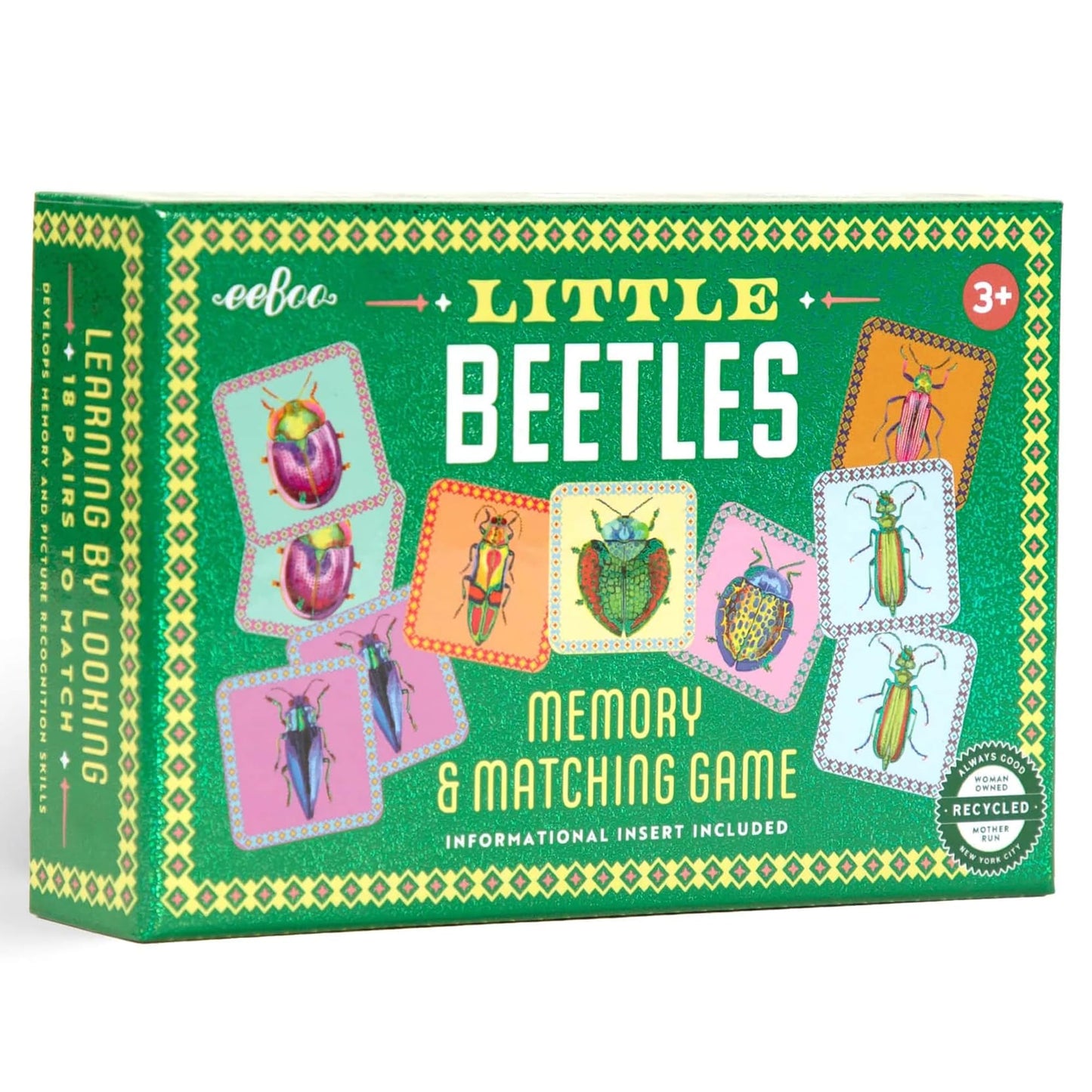 eeBoo: Memory & Matching Game- Little Beetles- 18 Illustrated Matching Pairs, Concentration Tile Game, Informative Insert, Kids Ages 3+, 1-4 Players