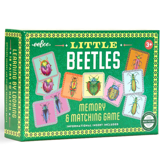 eeBoo: Memory & Matching Game- Little Beetles- 18 Illustrated Matching Pairs, Concentration Tile Game, Informative Insert, Kids Ages 3+, 1-4 Players