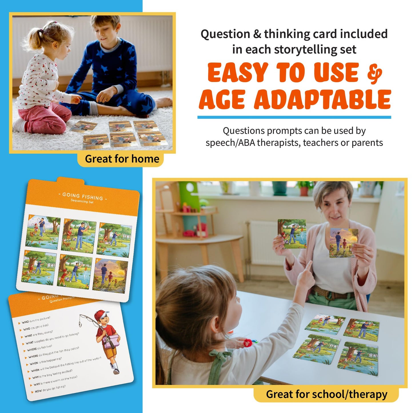 Sequencing Cards, Picture Cards, Storytelling Cards, Speech Therapy Materials, Home School Supplies, ESL, ELL, Social Skills, Combo Set