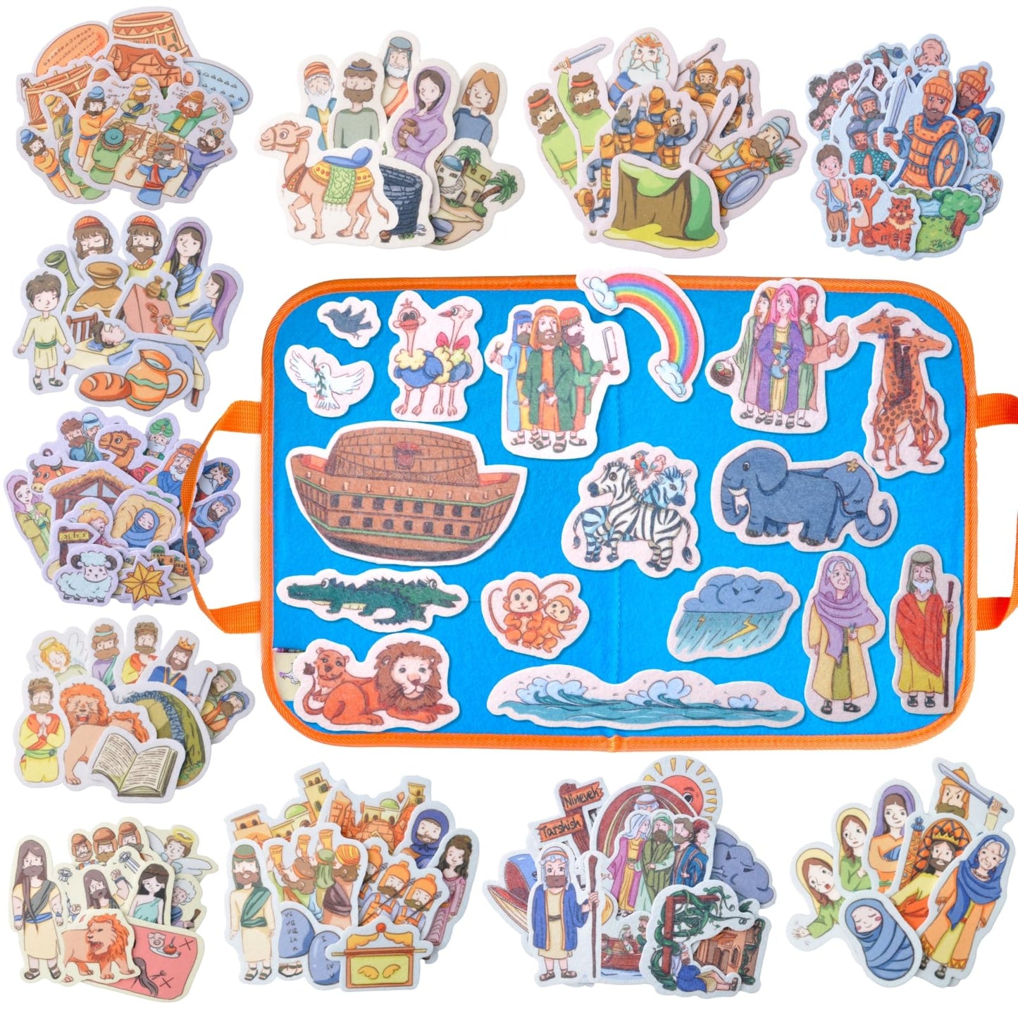 CHEFAN 12 Pack Felt Board Bible Stories Pieces,Flannel Board Stories for Preschool Activities Included a Felt Bag