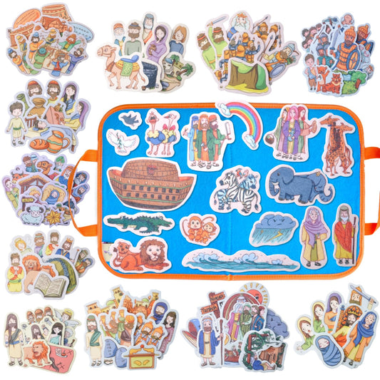 CHEFAN 12 Pack Felt Board Bible Stories Pieces,Flannel Board Stories for Preschool Activities Included a Felt Bag