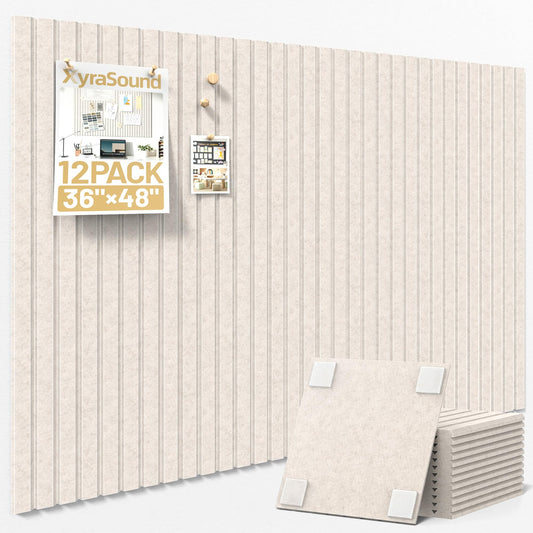 Large Cork Board for Wall 36" x 48" Oatmeal Bulletin Board with Safe Removable Adhesive Squares for Pictures Photos, Alternative CorkBoard Felt Pin Boards Tiles for Office Classroom Wall Decor-12 Pack