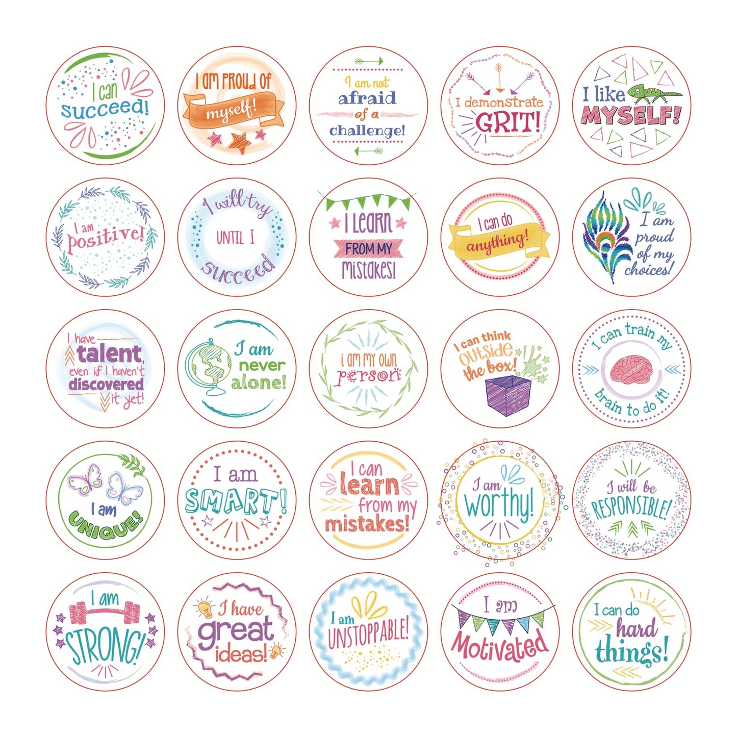 Really Good Stuff Confidence Chips – 100 Empowering, Motivational, Positive Affirmations – Encourage Positive Feelings– Social-Emotional Learning – SEL for The Home and Classroom