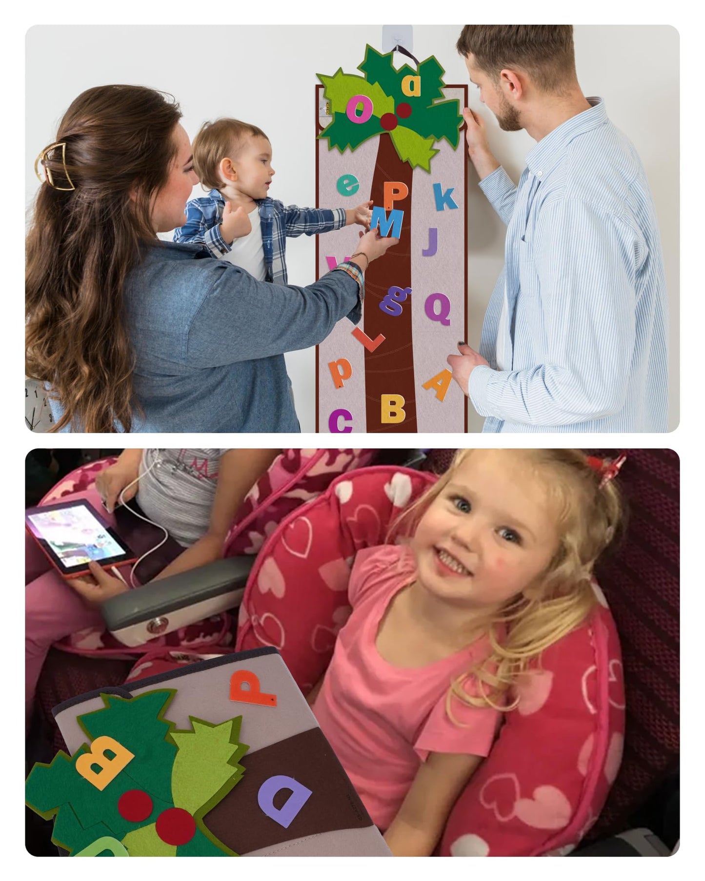 CHEFAN Letter Tree, Coconut Tree Alphabet Bag for Early Education Storytelling, Felt Story Board Set Props from The Childhood Favorite Book, Felt Board for Wall Teaching Home Classroom Play