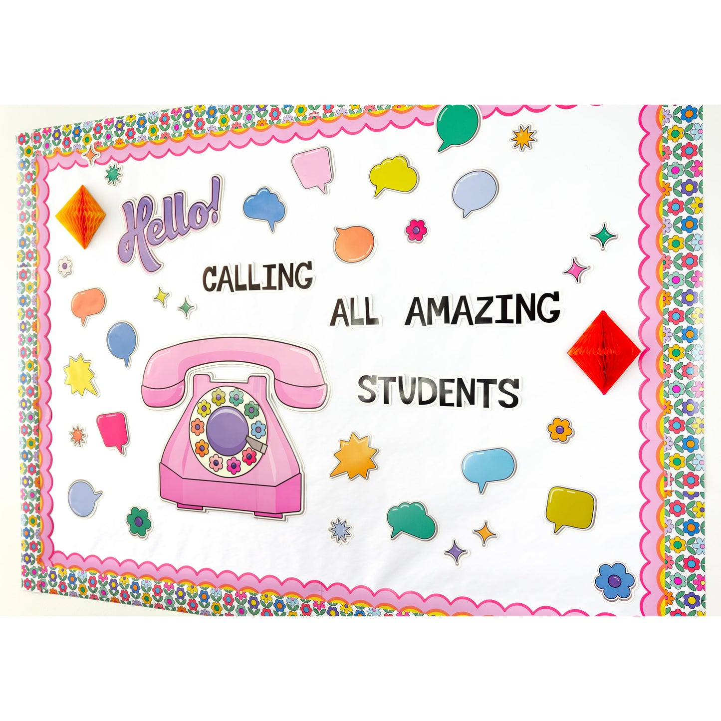 Carson Dellosa Retro Remix 71PC Welcome Bulletin Board Set, Inspirational Wall Art for Back to School Decorations, Chalkboard, and Classroom Decor, Groovy Teacher Supplies