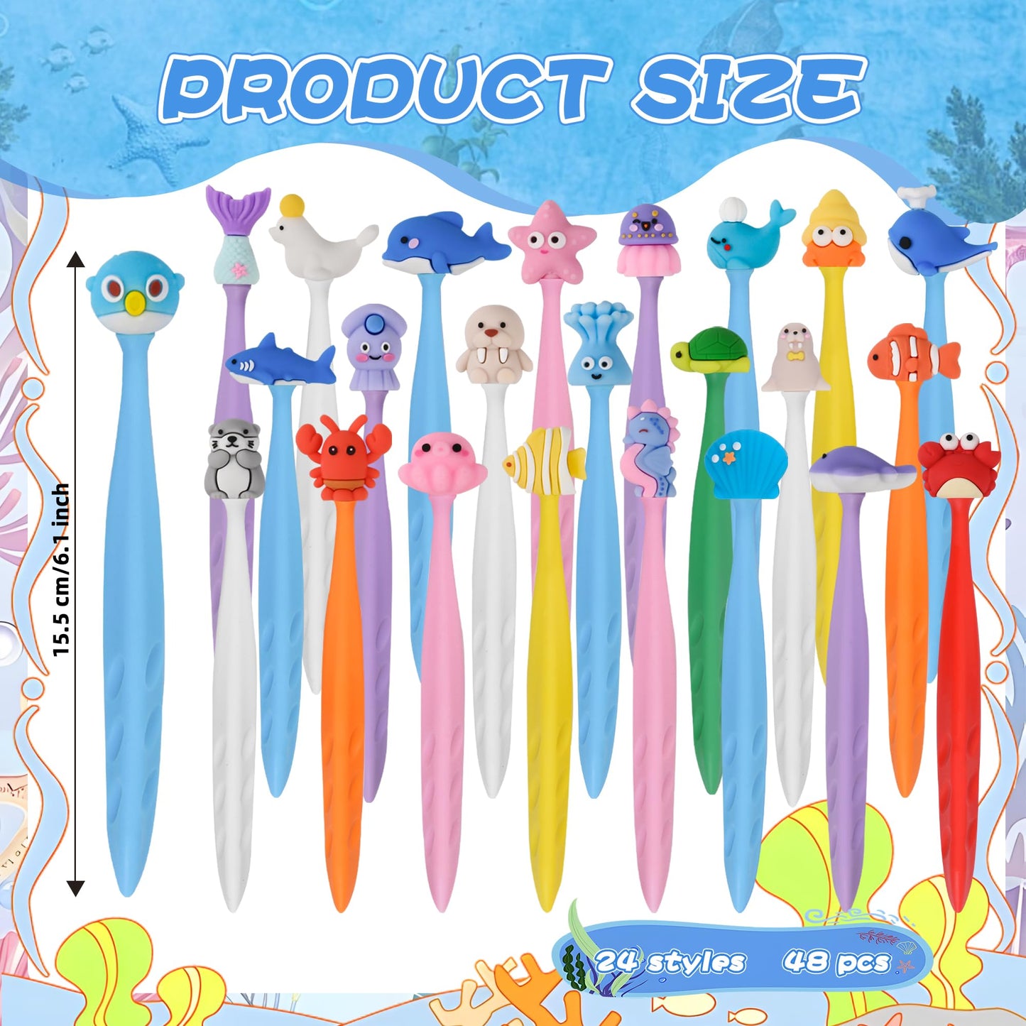 48 Pcs Cute Under the Sea Bobblehead Eraser for Pencils Kawaii Erasers Cute Supplies Fun Dolphins, Sea Lions, Whales, Seals Erasers Supplies Birthday Classroom Gifts