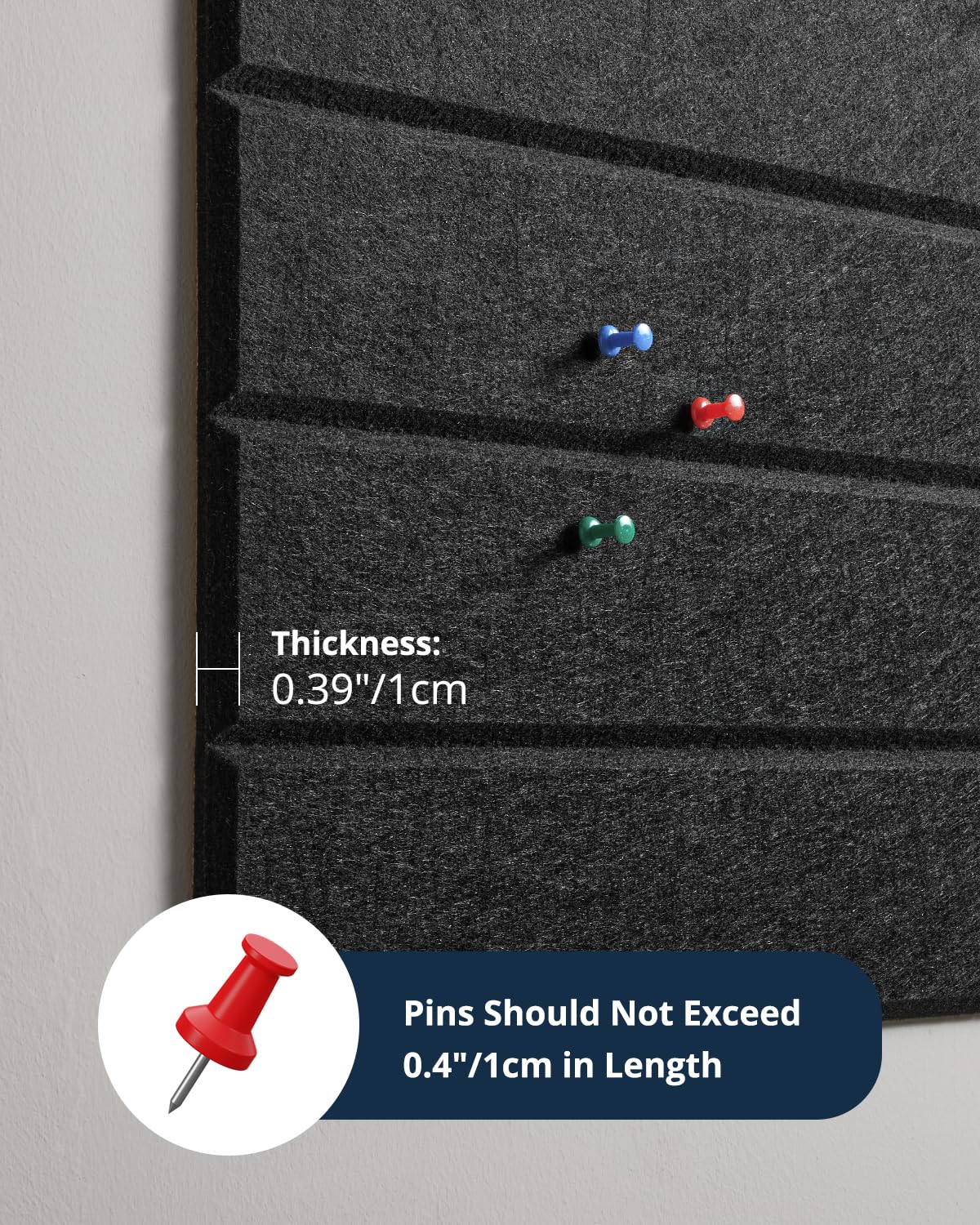 Woovio Cork Board 48"x36" Large Felt Bulletin Board with Self Adhesive, Cork Boards for Walls for Office-12 Pack Pin Board Use in Home Classroom Office Wall Decor Black