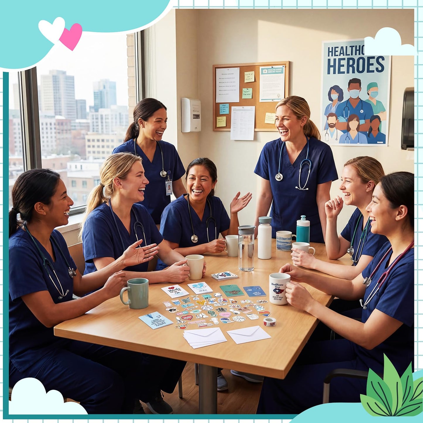Nuanchu Nurse Week Decorations Kit for Hospital & Graduation 612 PCS Appreciation Felt Bulletin Board, Nurse Thank You Cards, Stickers & Pushpins Party & Appreciation Wall Display, 47.2" x 35.4"