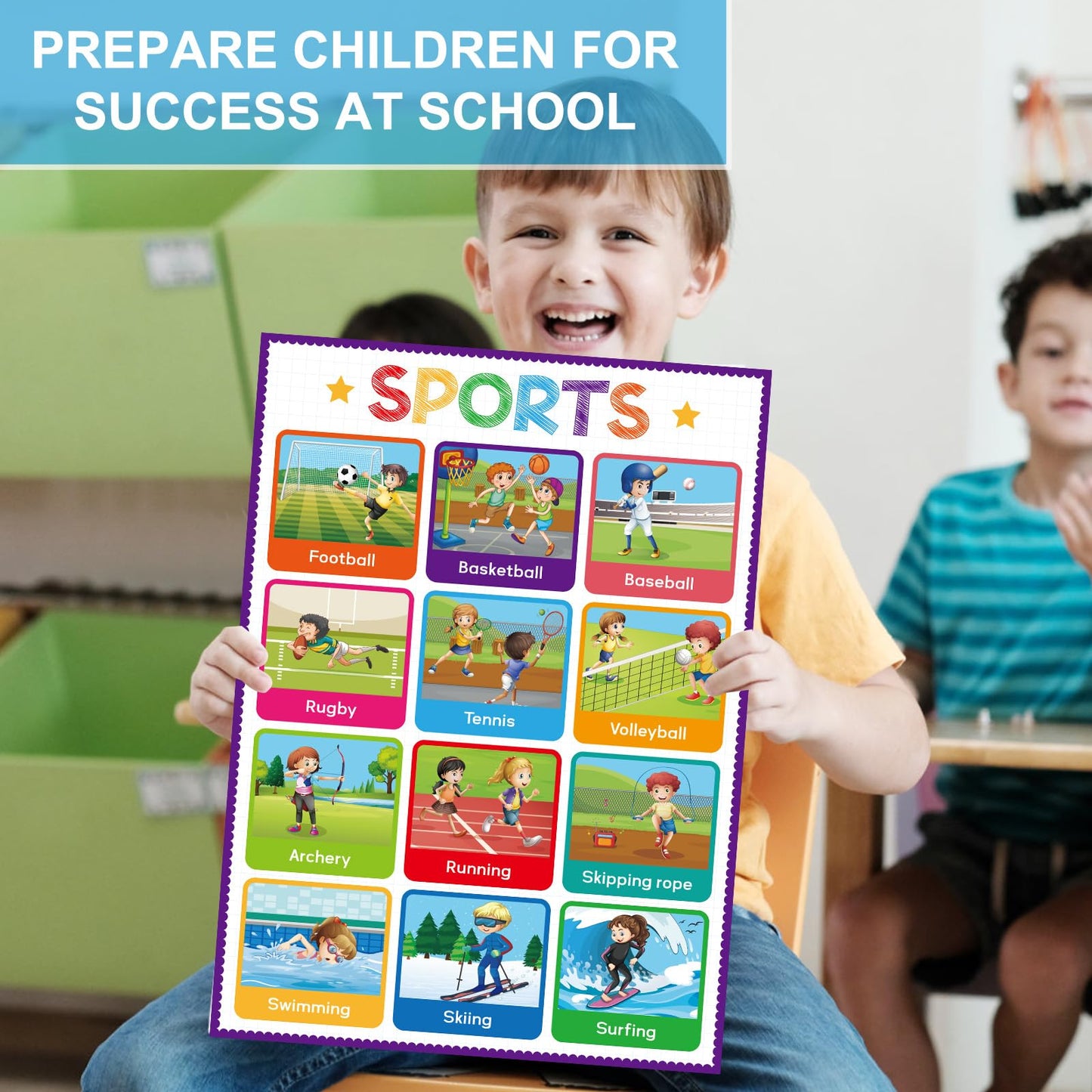 FaCraft 16 Educational Posters for Classroom - Kindergarten Preschool Elementary Classroom Must Haves - Laminated Learning Posters for Toddlers 1-3,Class Supplies Wall Decor, Voice Level Chart, ABC