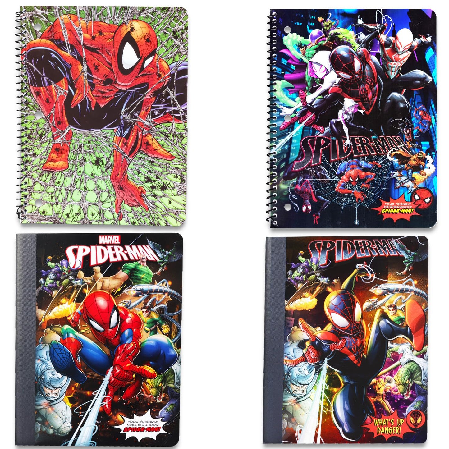 Avengers Spiderman Notebook Set - Spiderman Notebook for Boys Bundle Includes 4 Spiderman Notebooks Plus Stickers, Bookmark, More | Spiderman School Supplies Set
