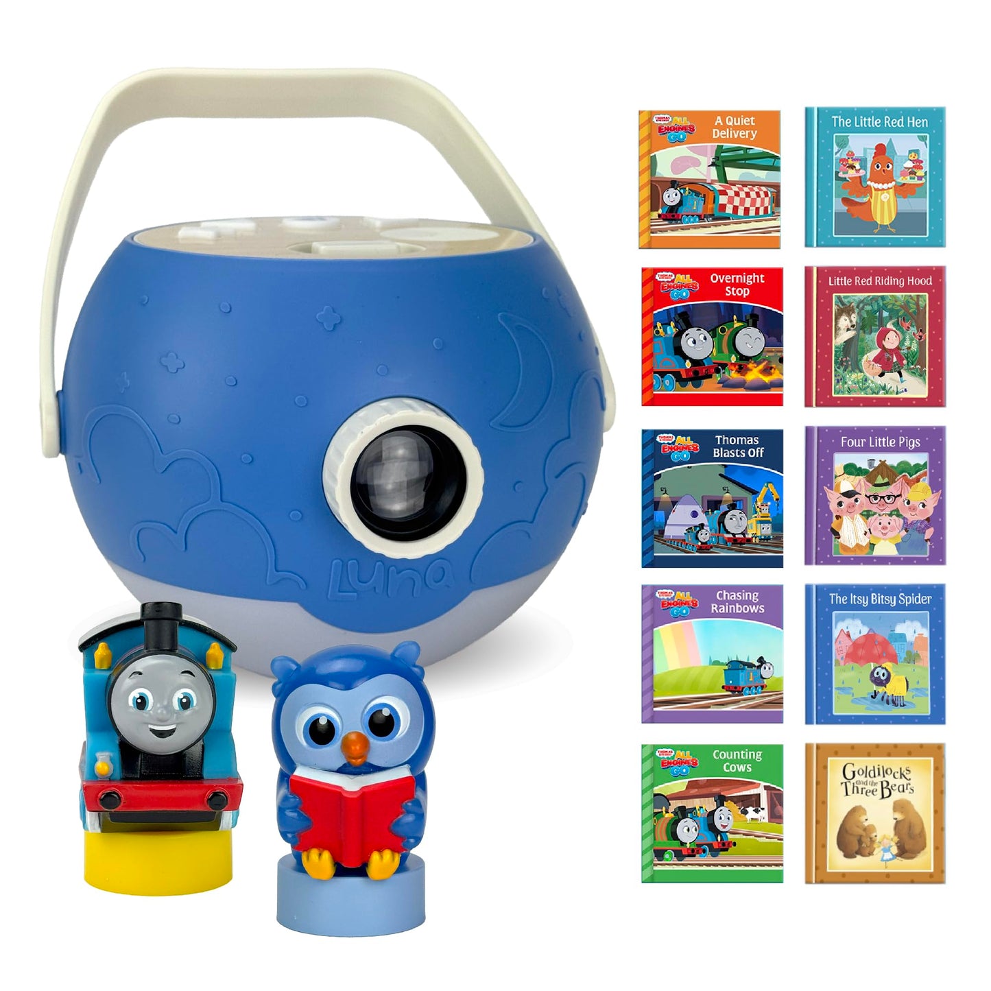 Kids Book Projector – 5 Thomas & Friends and 5 Classic Read-Aloud Stories, 10 Songs & Night Light & Soothing Dream Music | Children Ages 3+ Storytime Projector for Kids & Toddler | Toys, Owl & Thomas
