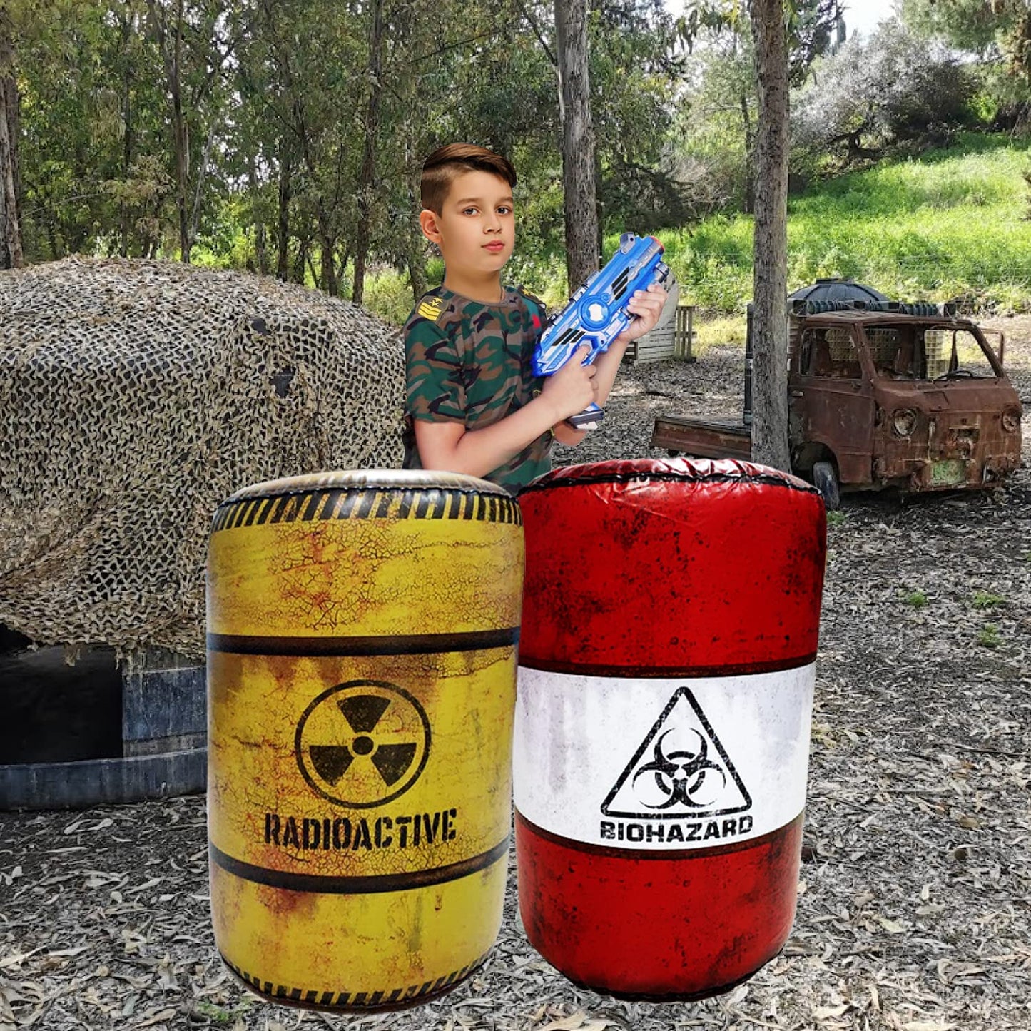 NINOSTAR 4 Pack Inflatable Battle Battlefield Barrels,Great for Party Laser Tag Gun Game Battle Obstacles by Ninostar