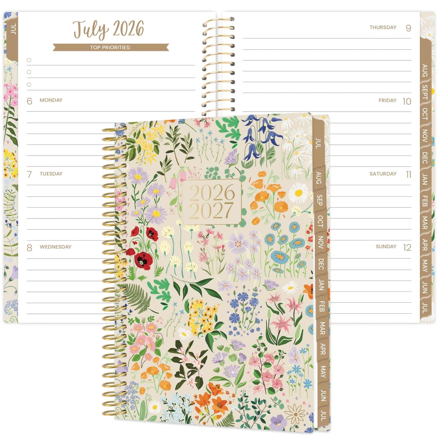 bloom daily planners 2026-2027 Academic Year Pocket Planner (July 2026 - July 2027) 13 Months - SMALL 4” x 6” Weekly Monthly Agenda Organizer & Calendar Book - Garden Party, Beige