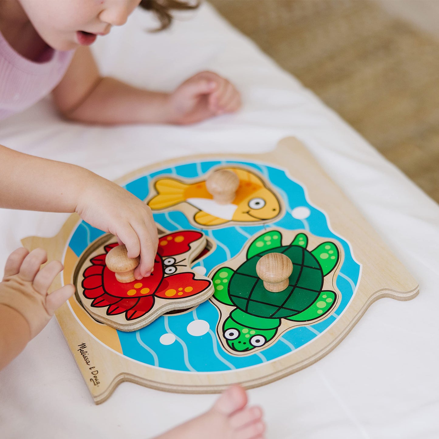 Melissa & Doug Animals Jumbo Knob Wooden Puzzles Set - Fish and Pets