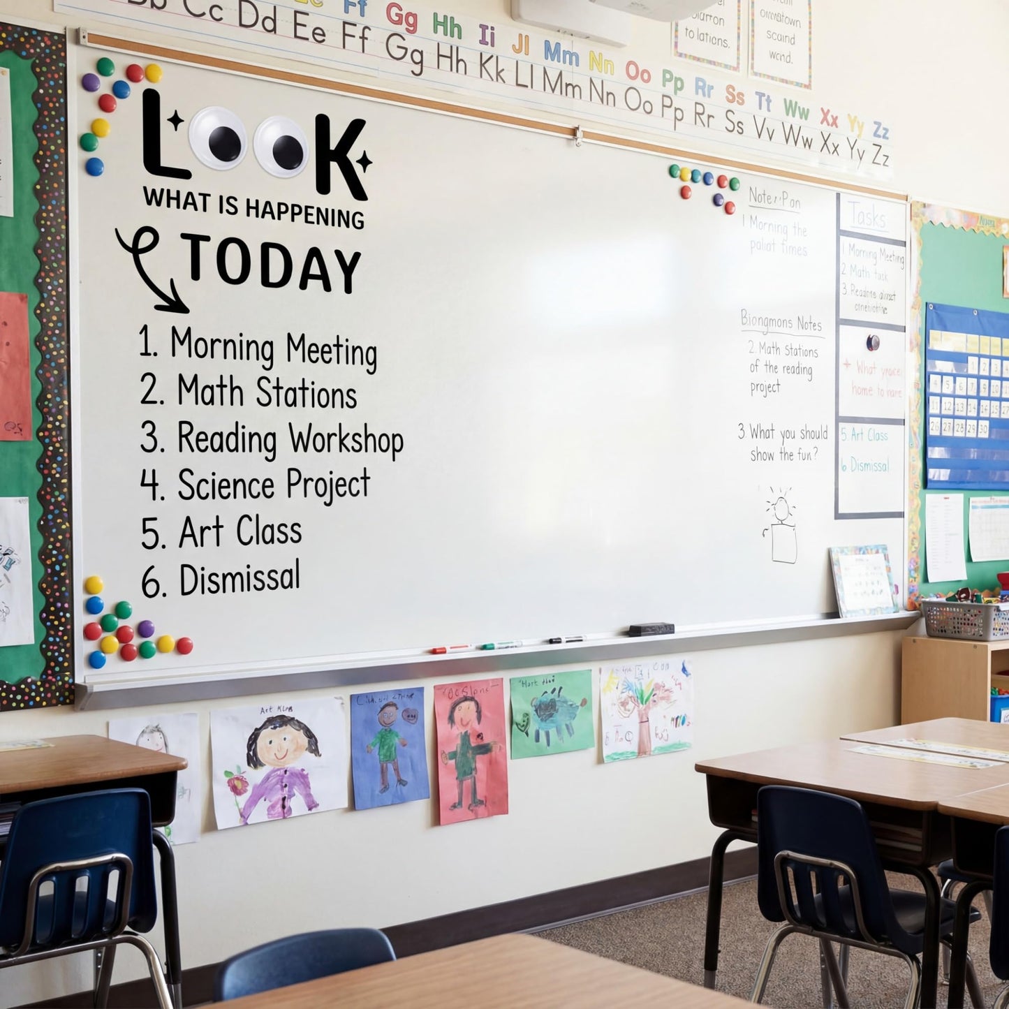Sabary Magnetic Classroom Daily Schedule Decor Look What is Happening Today Magnetic Whiteboard Classroom Decorations, Daily Schedule Bulletin Board Set Back to School Class Teacher Whiteboard Decals